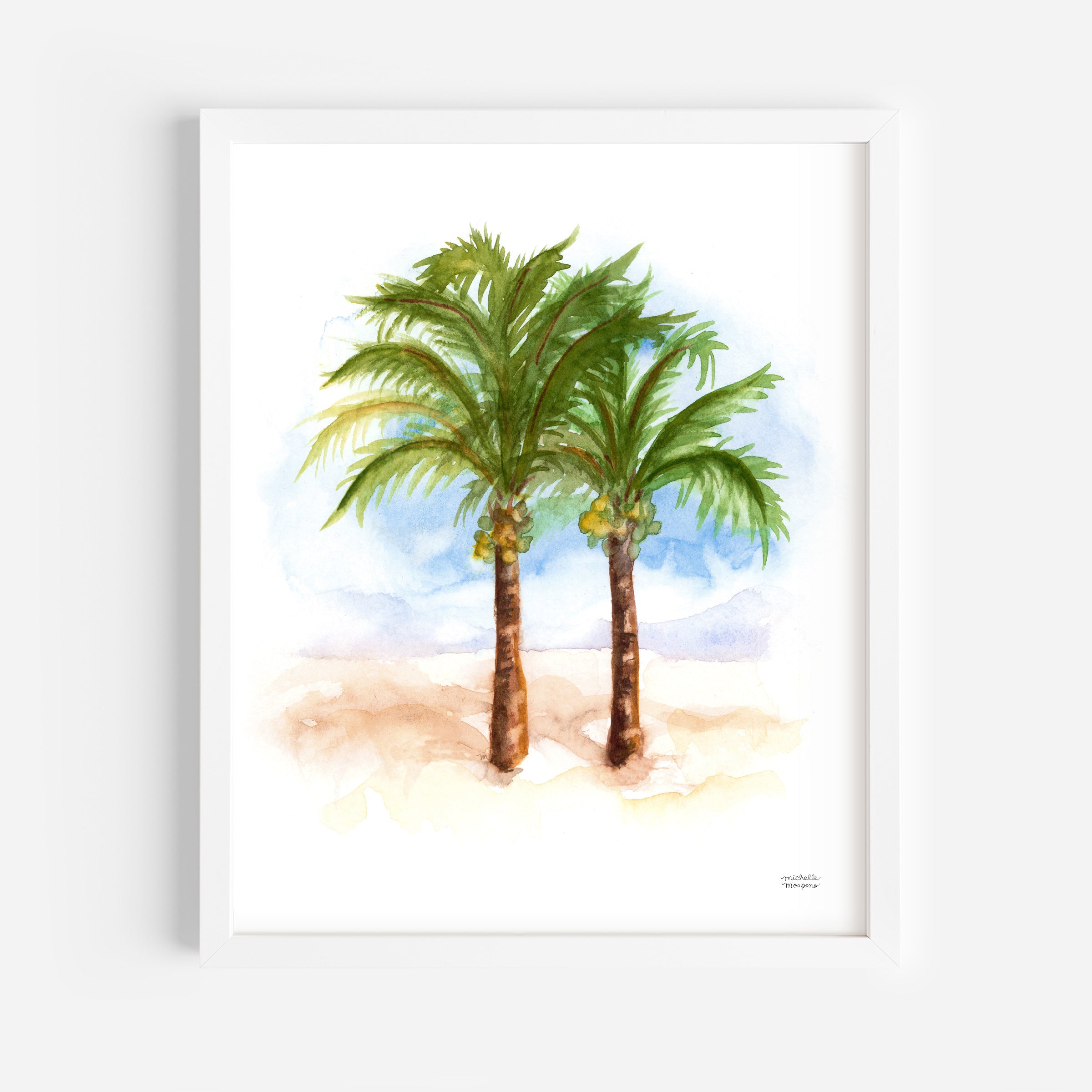 Watercolor Coconut Palm Trees Wall Art Print
