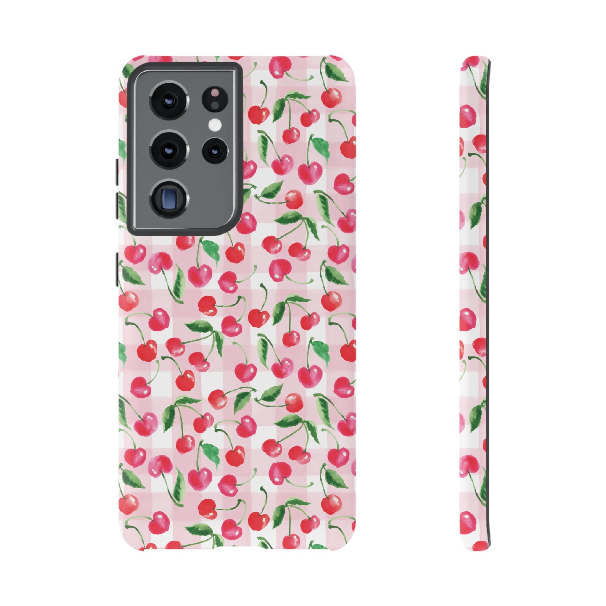 Gingham Cherry Phone Cover Case (iPhone 16, Samsung, Google Pixel)