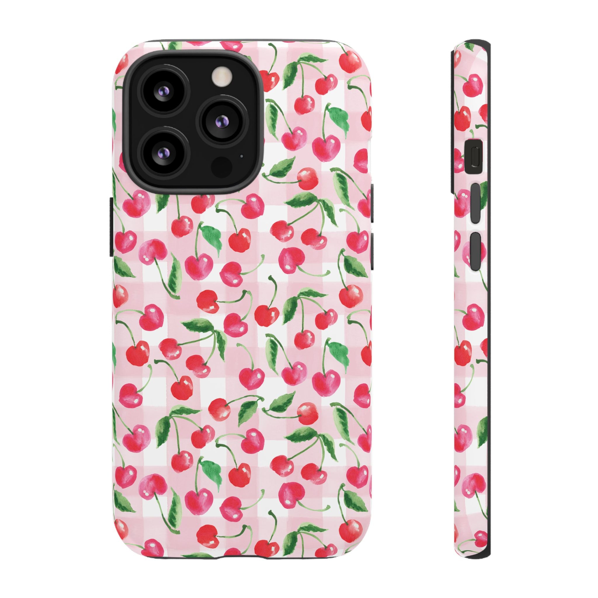 Gingham Cherry Phone Cover Case (iPhone 16, Samsung, Google Pixel)