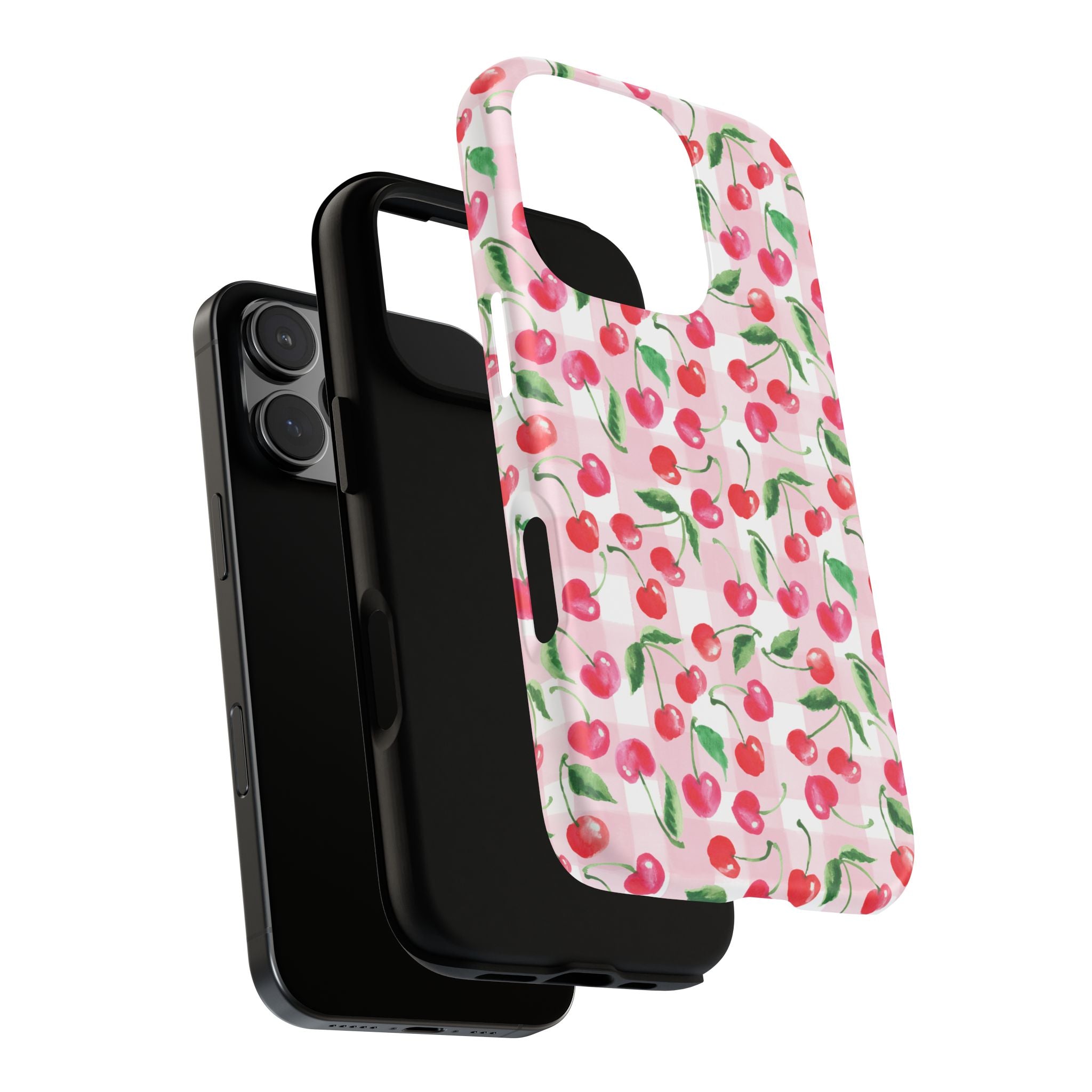 Gingham Cherry Phone Cover Case (iPhone 16, Samsung, Google Pixel)