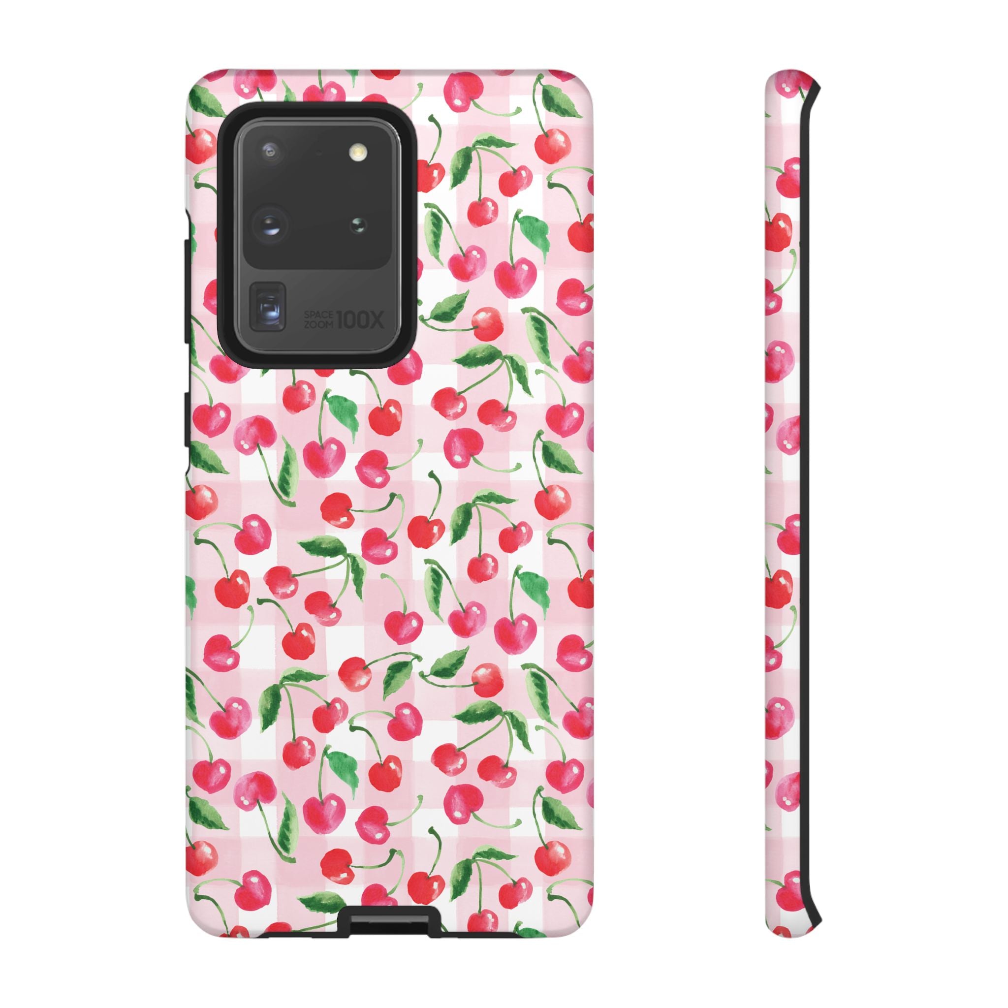 Gingham Cherry Phone Cover Case (iPhone 16, Samsung, Google Pixel)