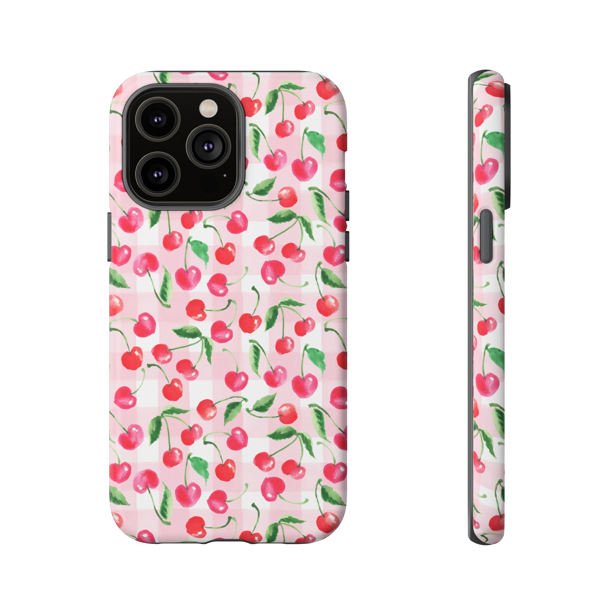 Gingham Cherry Phone Cover Case (iPhone 16, Samsung, Google Pixel)