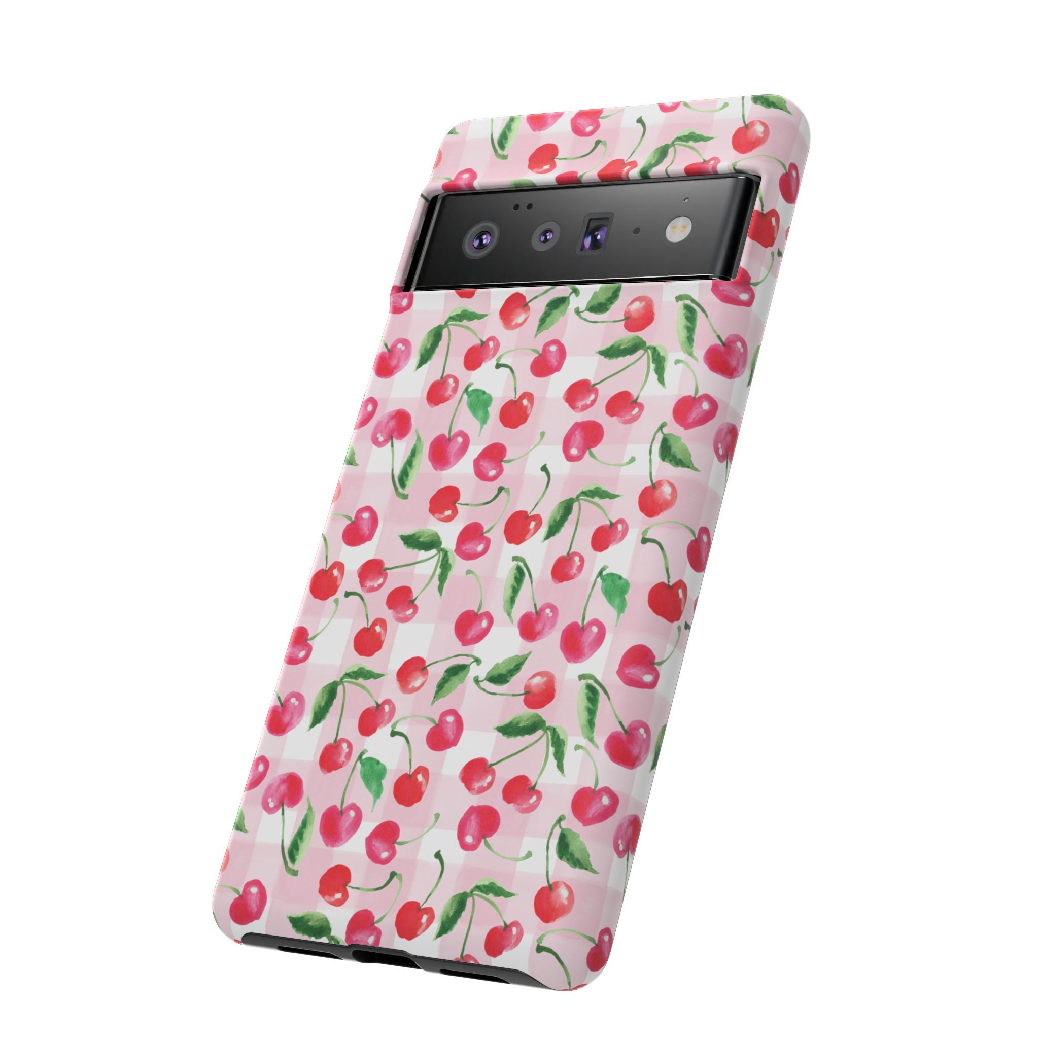 Gingham Cherry Phone Cover Case (iPhone 16, Samsung, Google Pixel)