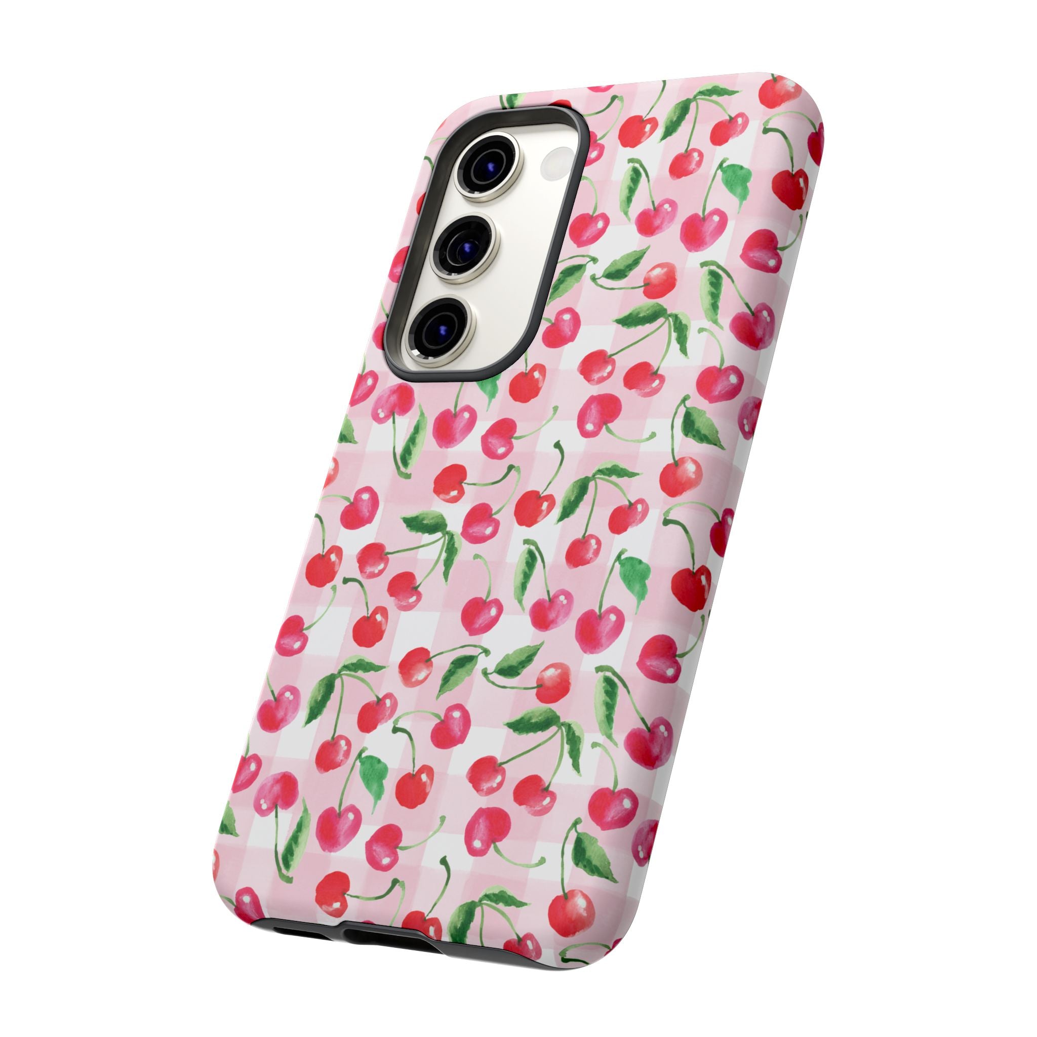 Gingham Cherry Phone Cover Case (iPhone 16, Samsung, Google Pixel)