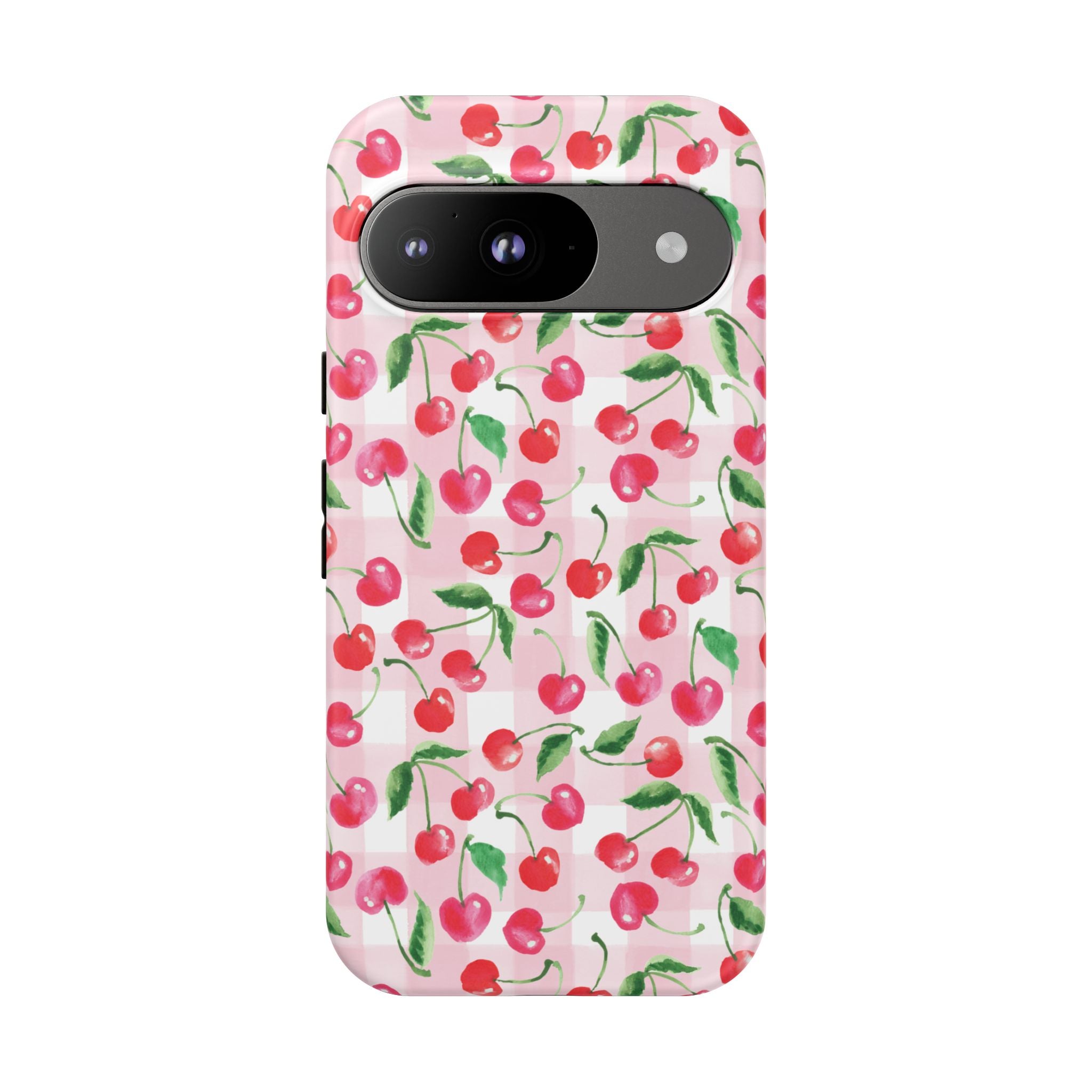 Gingham Cherry Phone Cover Case (iPhone 16, Samsung, Google Pixel)