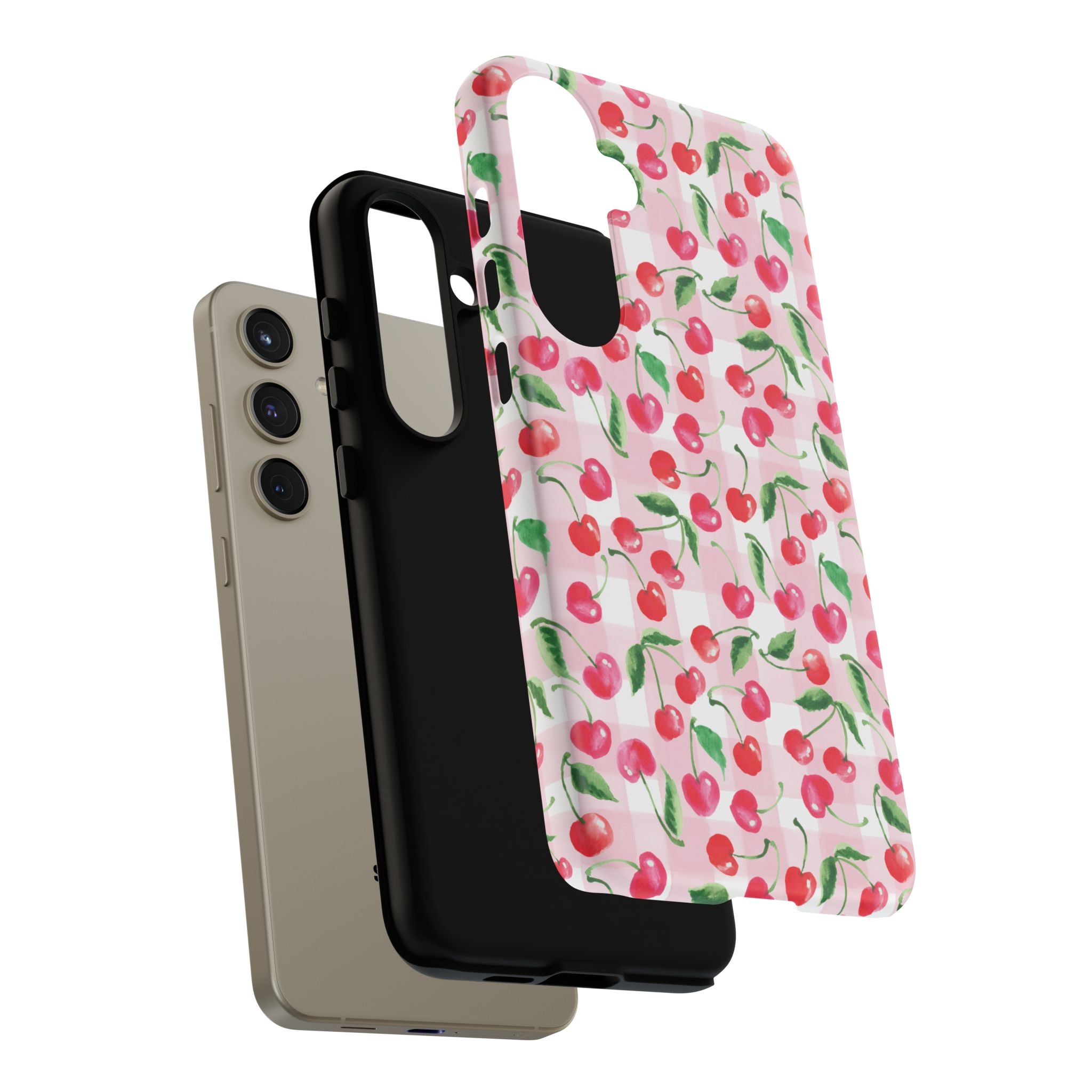 Gingham Cherry Phone Cover Case (iPhone 16, Samsung, Google Pixel)