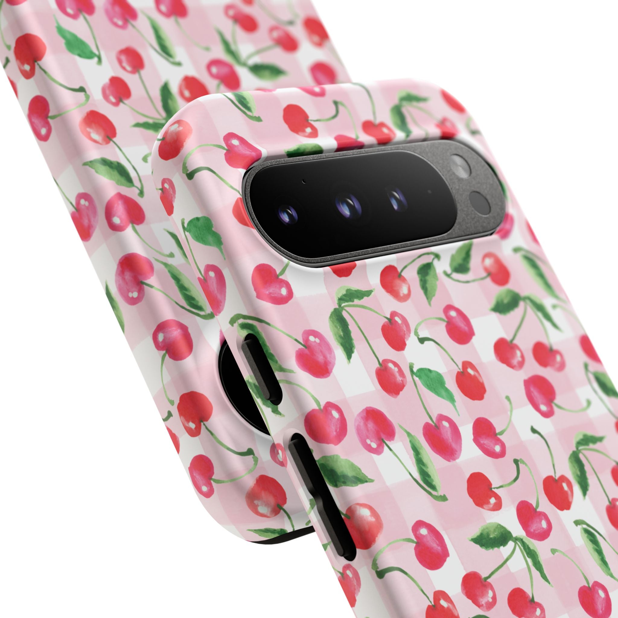 Gingham Cherry Phone Cover Case (iPhone 16, Samsung, Google Pixel)