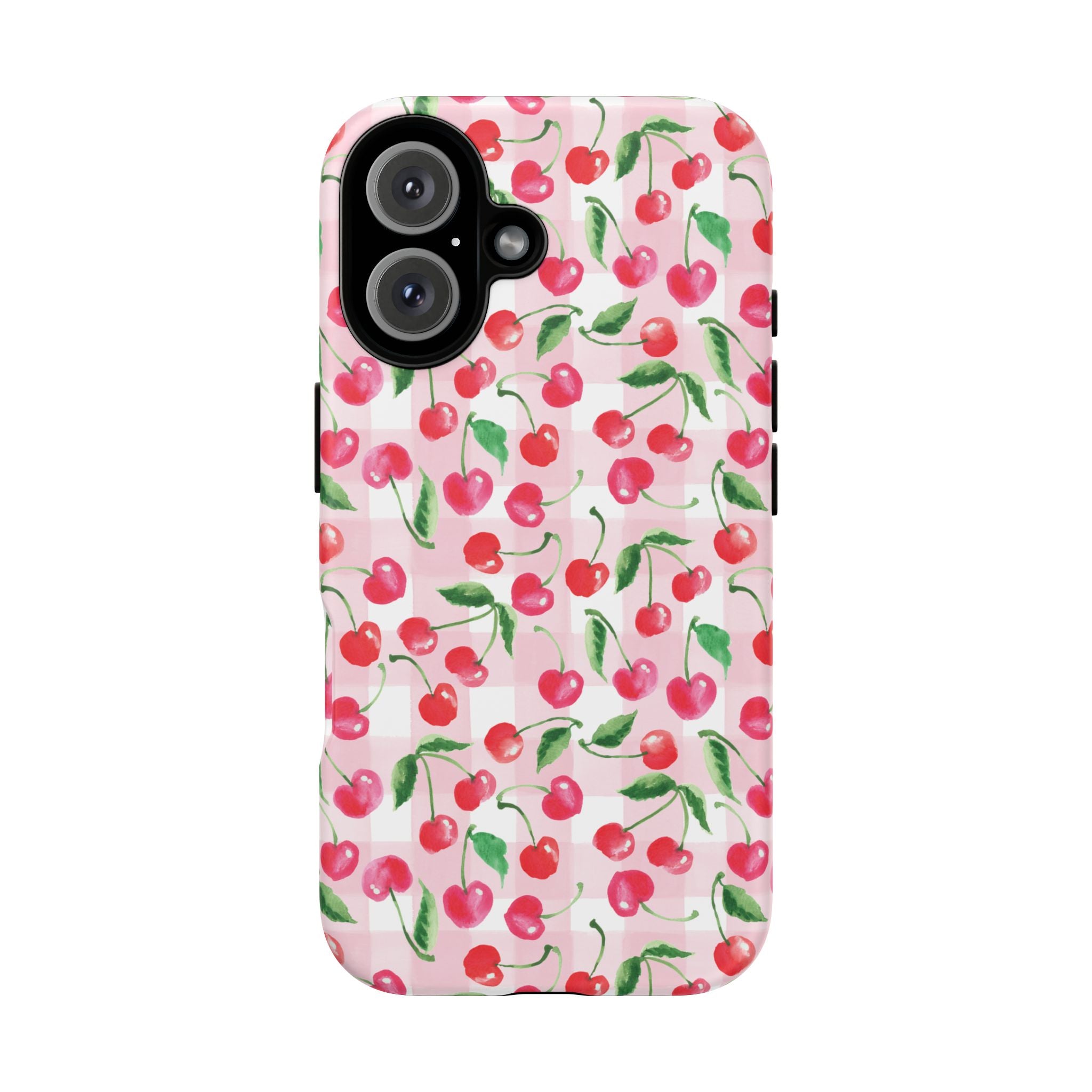 Gingham Cherry Phone Cover Case (iPhone 16, Samsung, Google Pixel)