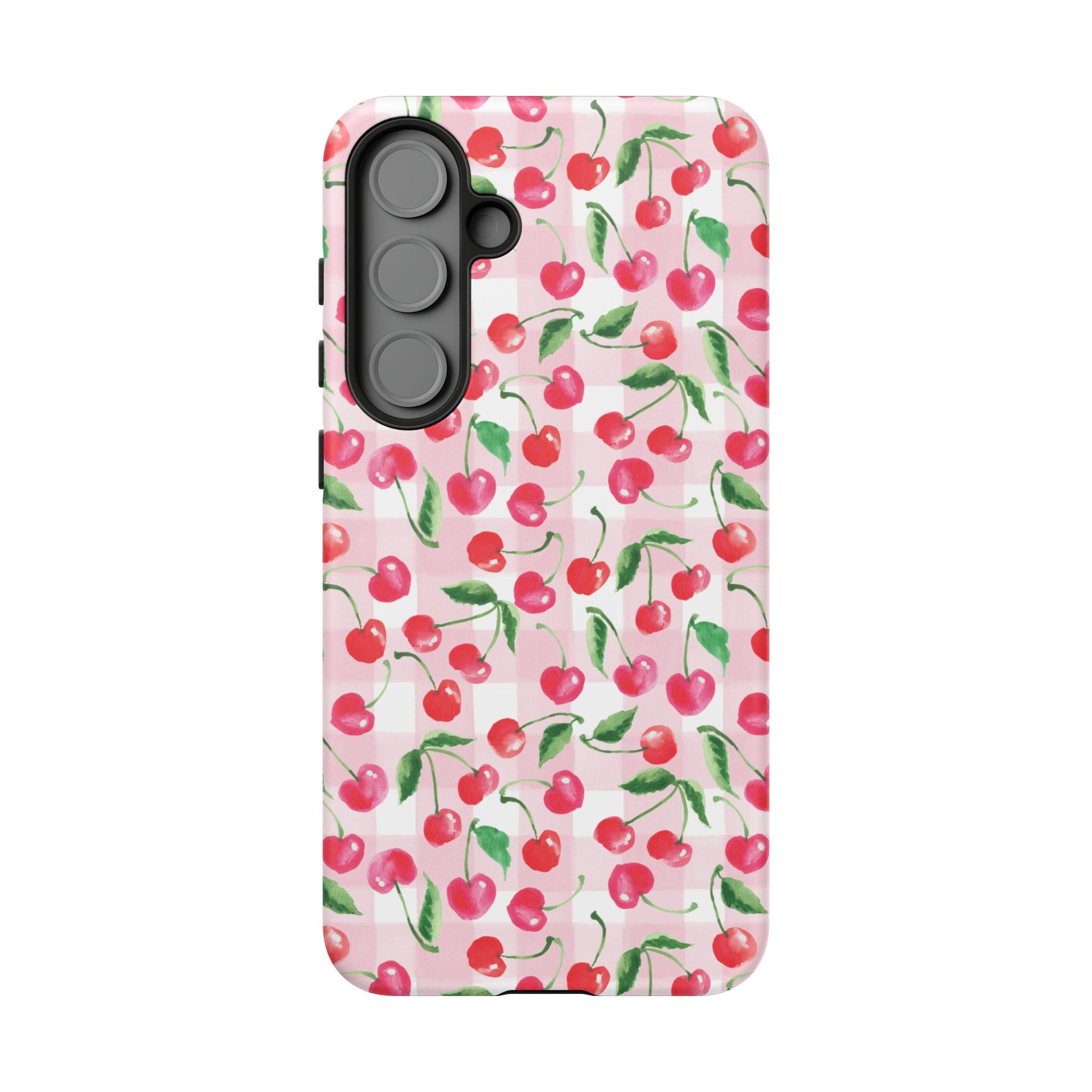 Gingham Cherry Phone Cover Case (iPhone 16, Samsung, Google Pixel)