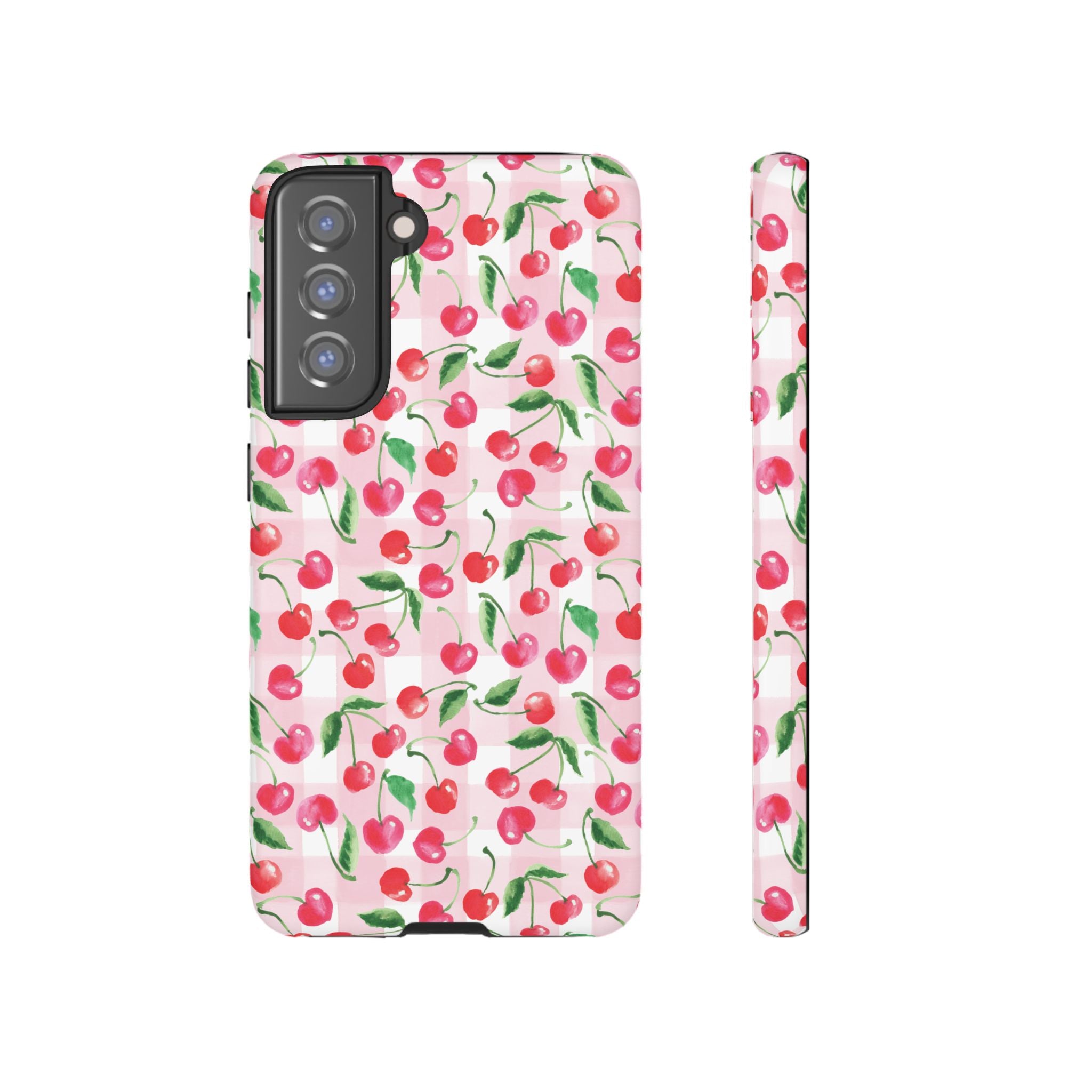 Gingham Cherry Phone Cover Case (iPhone 16, Samsung, Google Pixel)