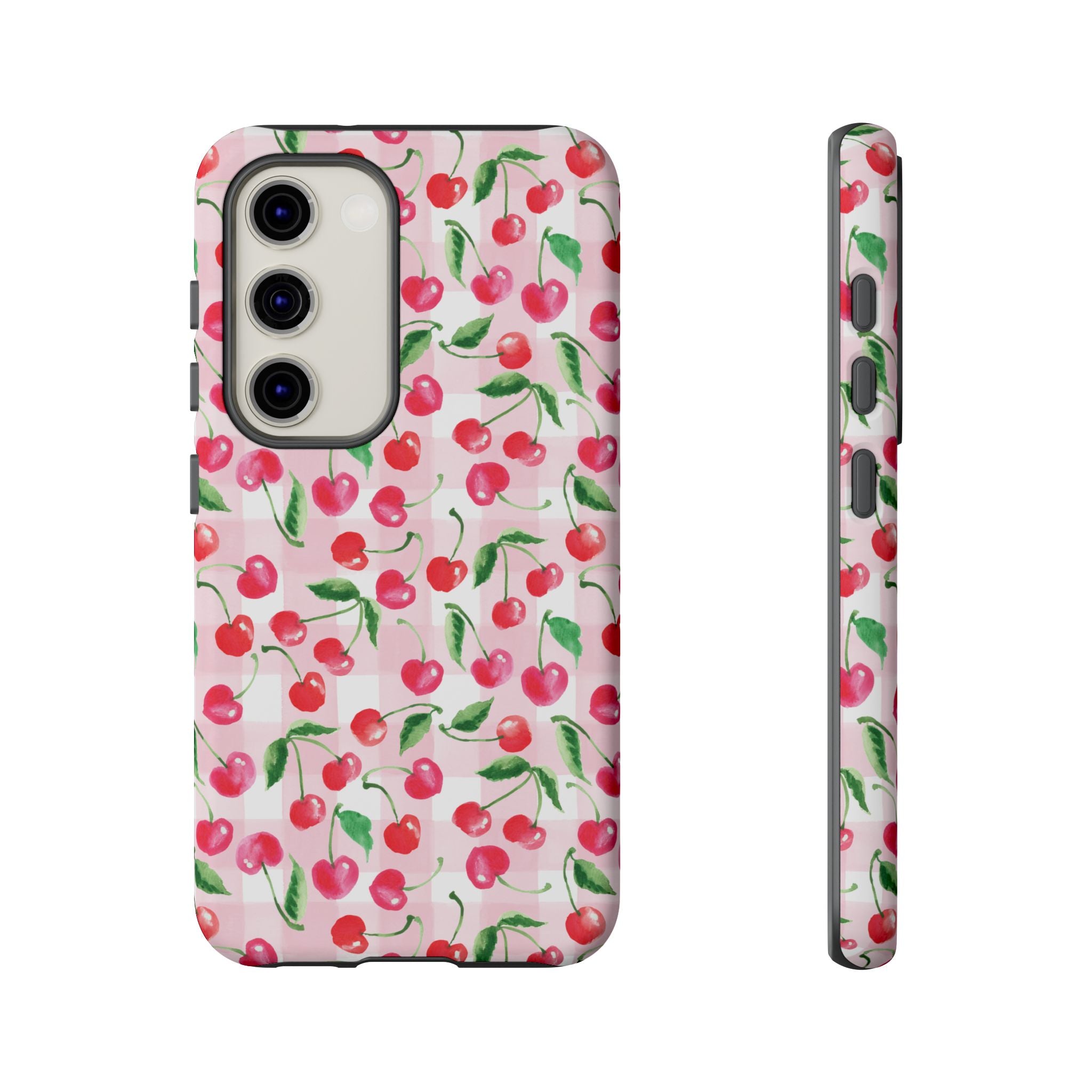 Gingham Cherry Phone Cover Case (iPhone 16, Samsung, Google Pixel)