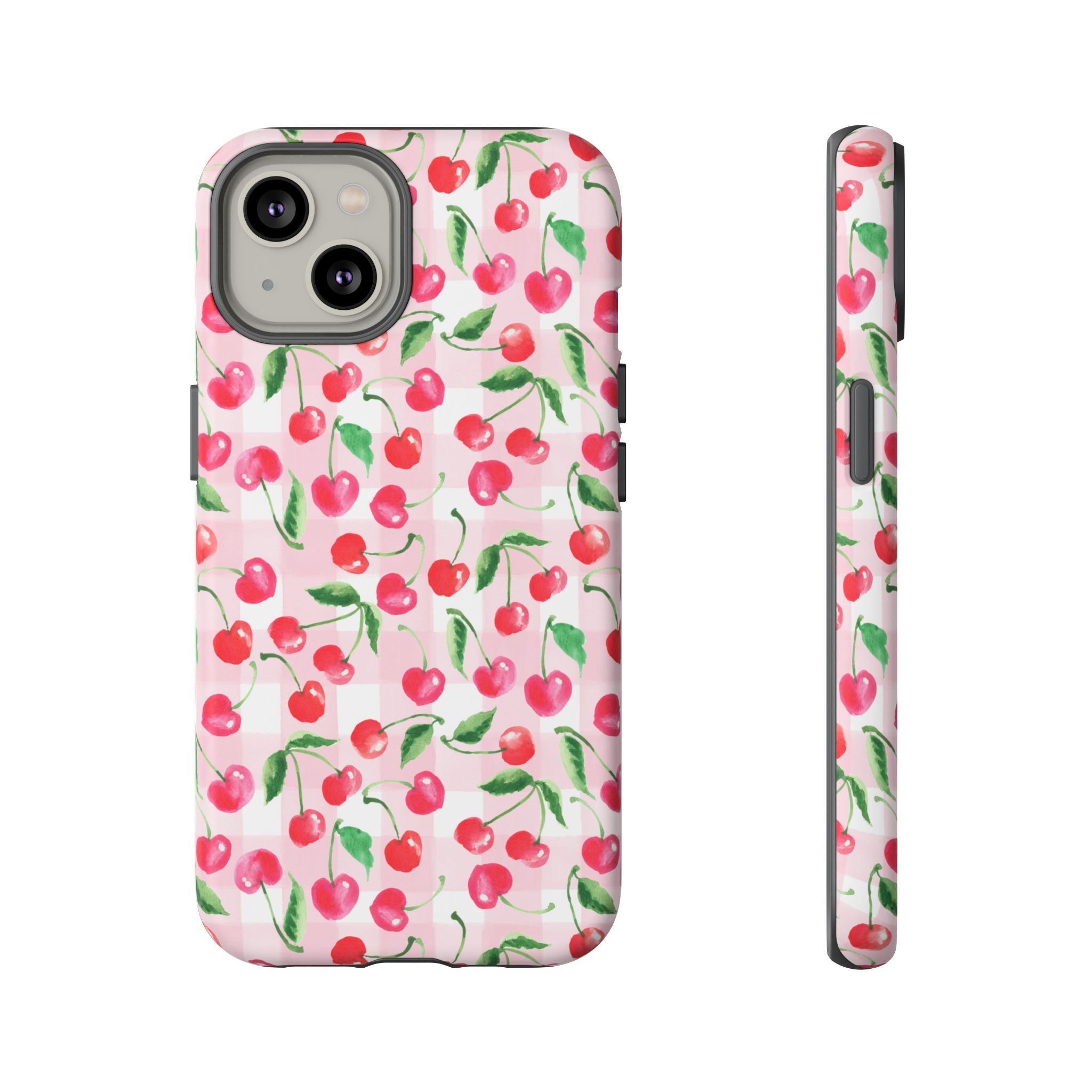 Gingham Cherry Phone Cover Case (iPhone 16, Samsung, Google Pixel)