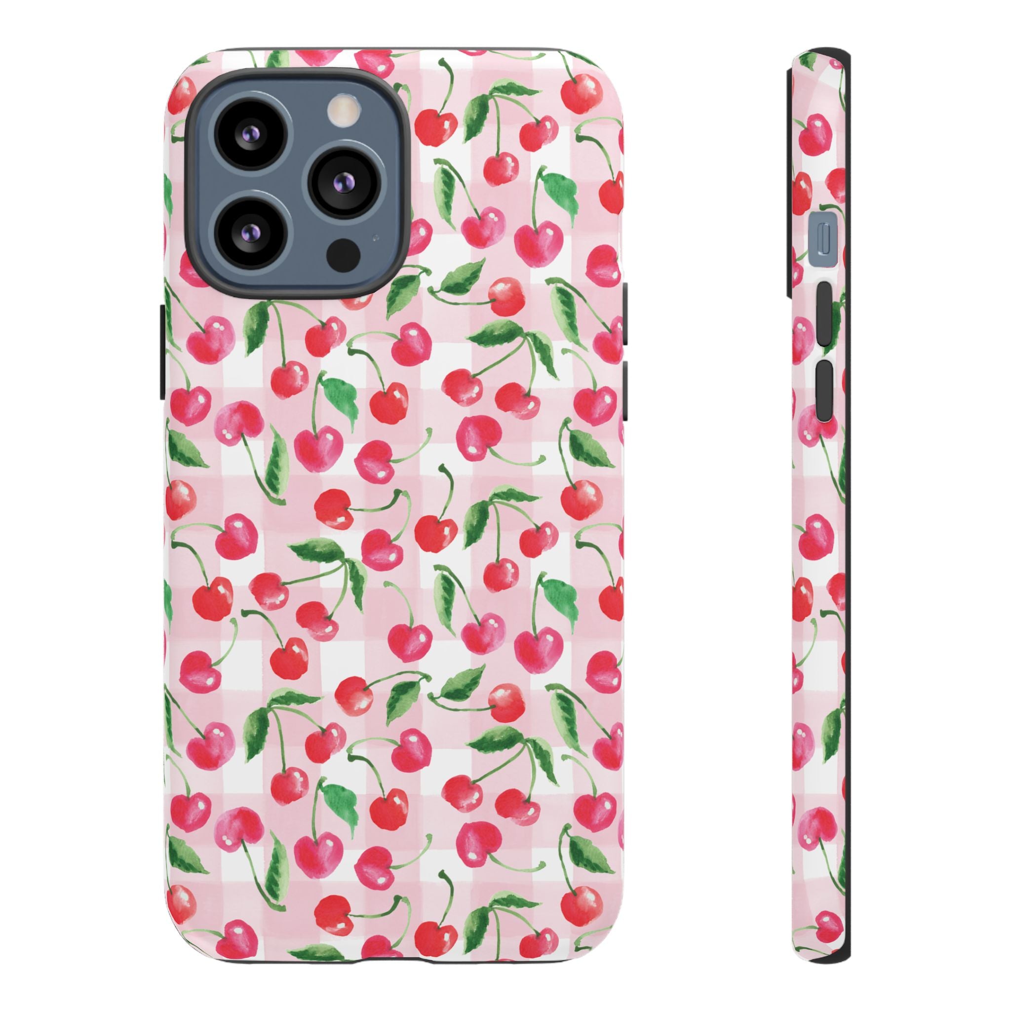 Gingham Cherry Phone Cover Case (iPhone 16, Samsung, Google Pixel)