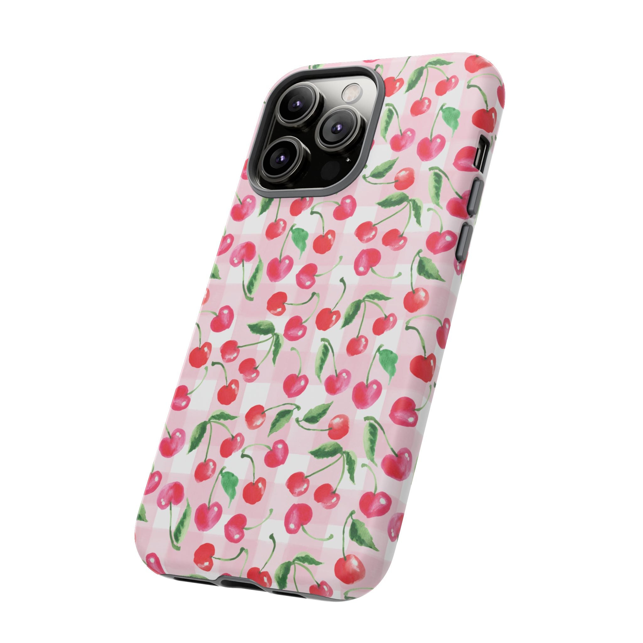 Gingham Cherry Phone Cover Case (iPhone 16, Samsung, Google Pixel)