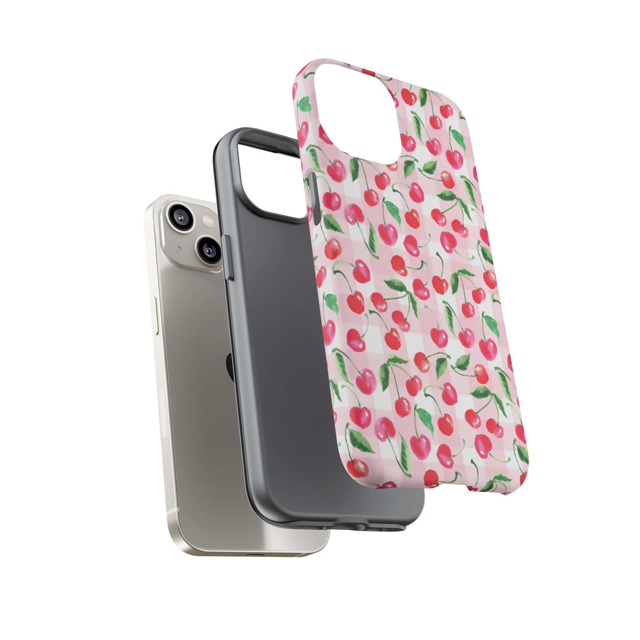 Gingham Cherry Phone Cover Case (iPhone 16, Samsung, Google Pixel)