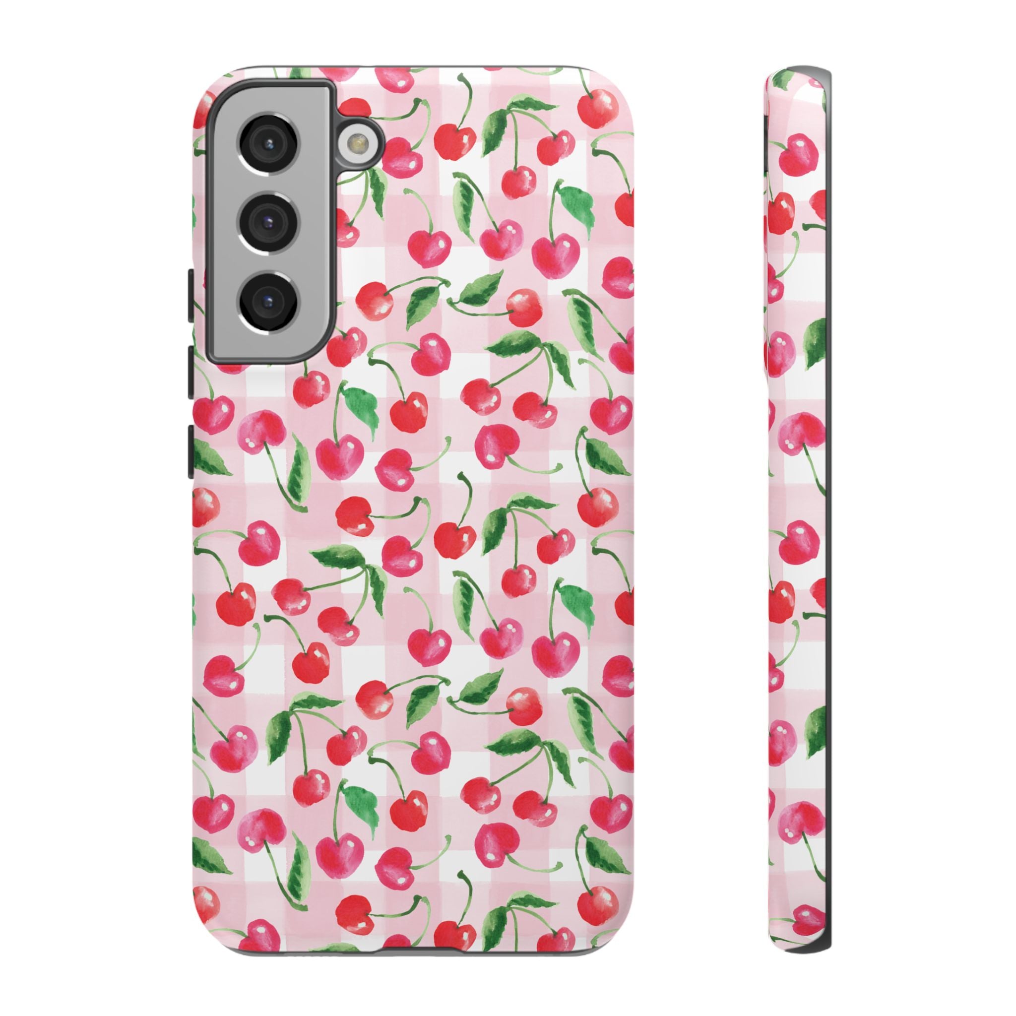 Gingham Cherry Phone Cover Case (iPhone 16, Samsung, Google Pixel)