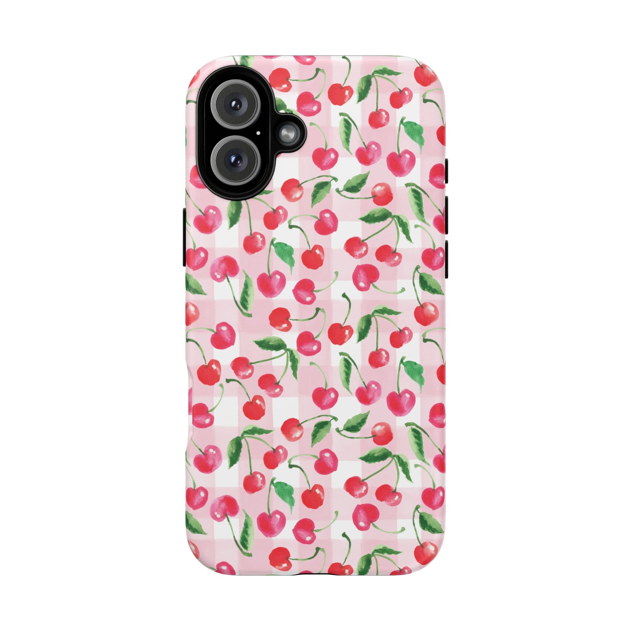 Gingham Cherry Phone Cover Case (iPhone 16, Samsung, Google Pixel)