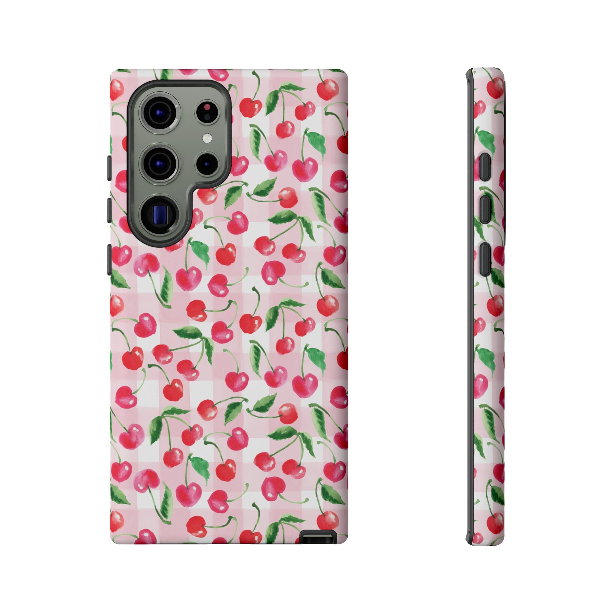 Gingham Cherry Phone Cover Case (iPhone 16, Samsung, Google Pixel)