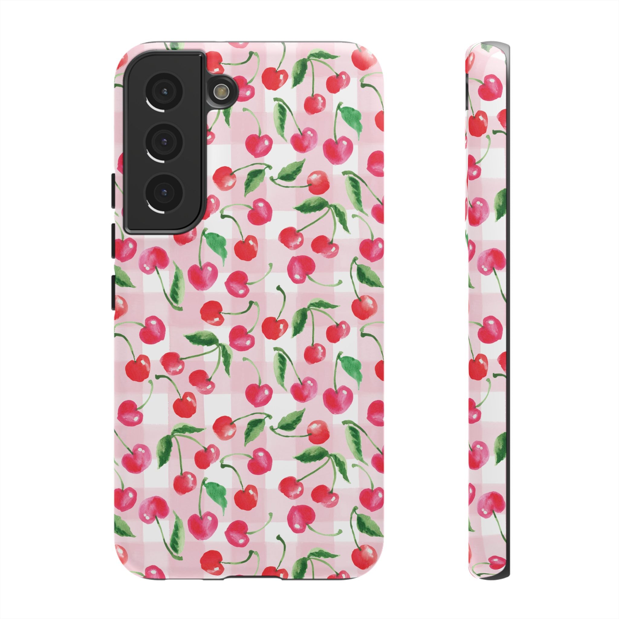 Gingham Cherry Phone Cover Case (iPhone 16, Samsung, Google Pixel)