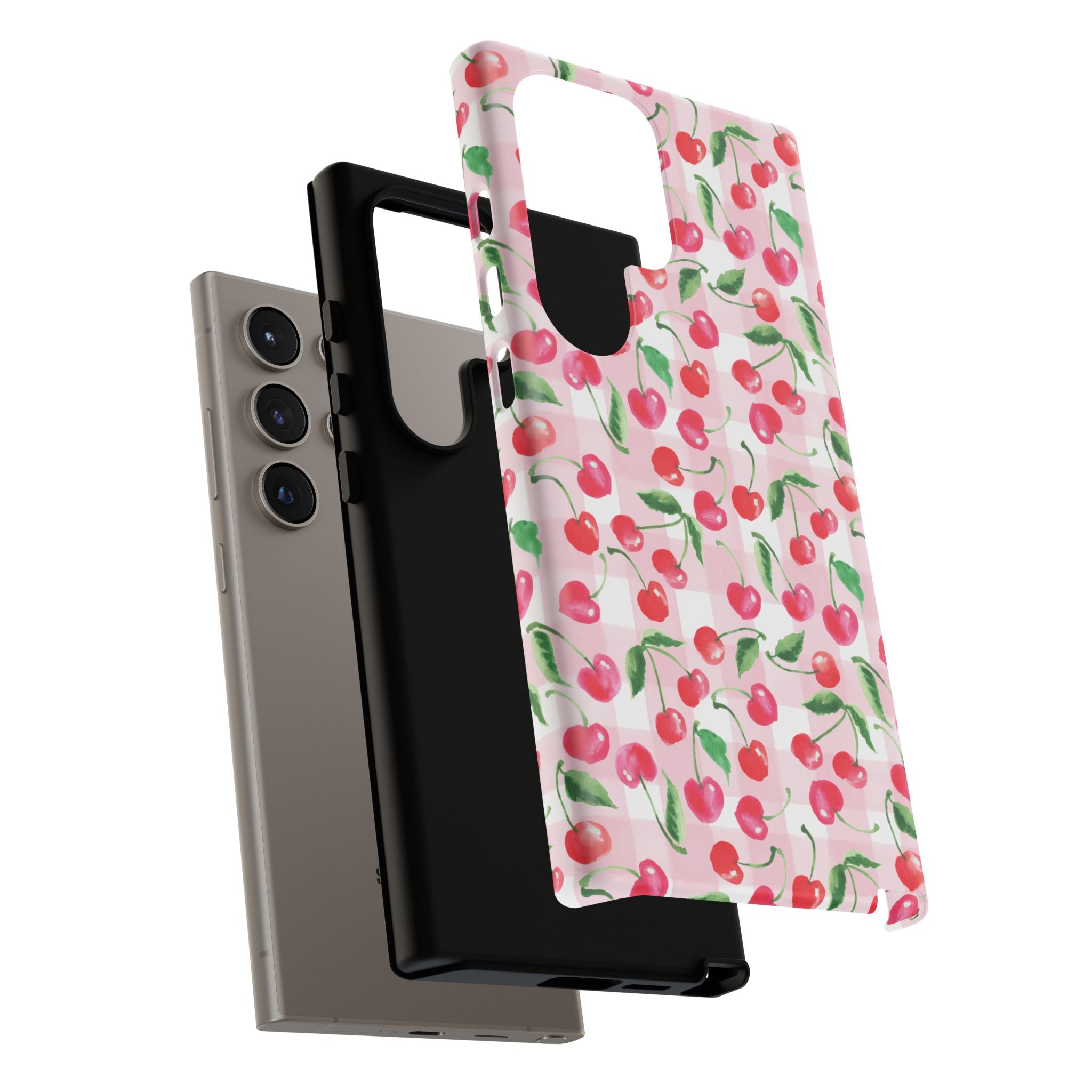 Gingham Cherry Phone Cover Case (iPhone 16, Samsung, Google Pixel)