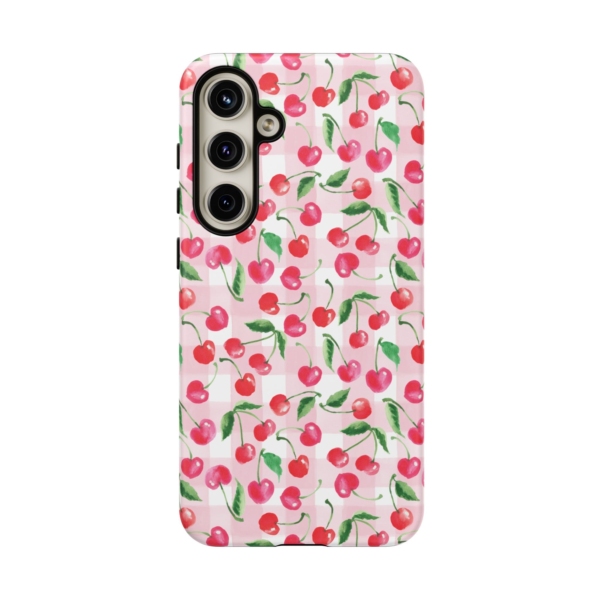 Gingham Cherry Phone Cover Case (iPhone 16, Samsung, Google Pixel)