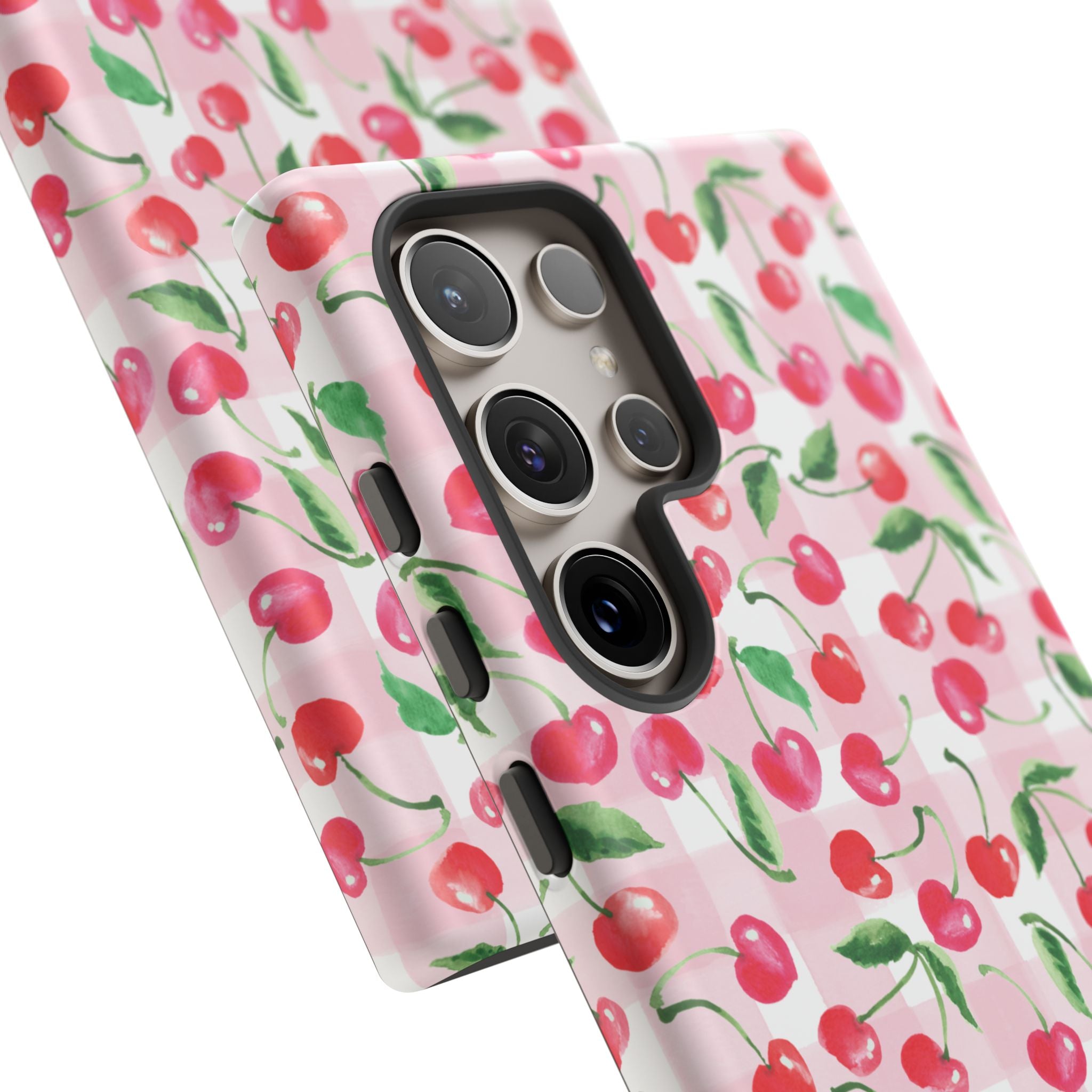 Gingham Cherry Phone Cover Case (iPhone 16, Samsung, Google Pixel)