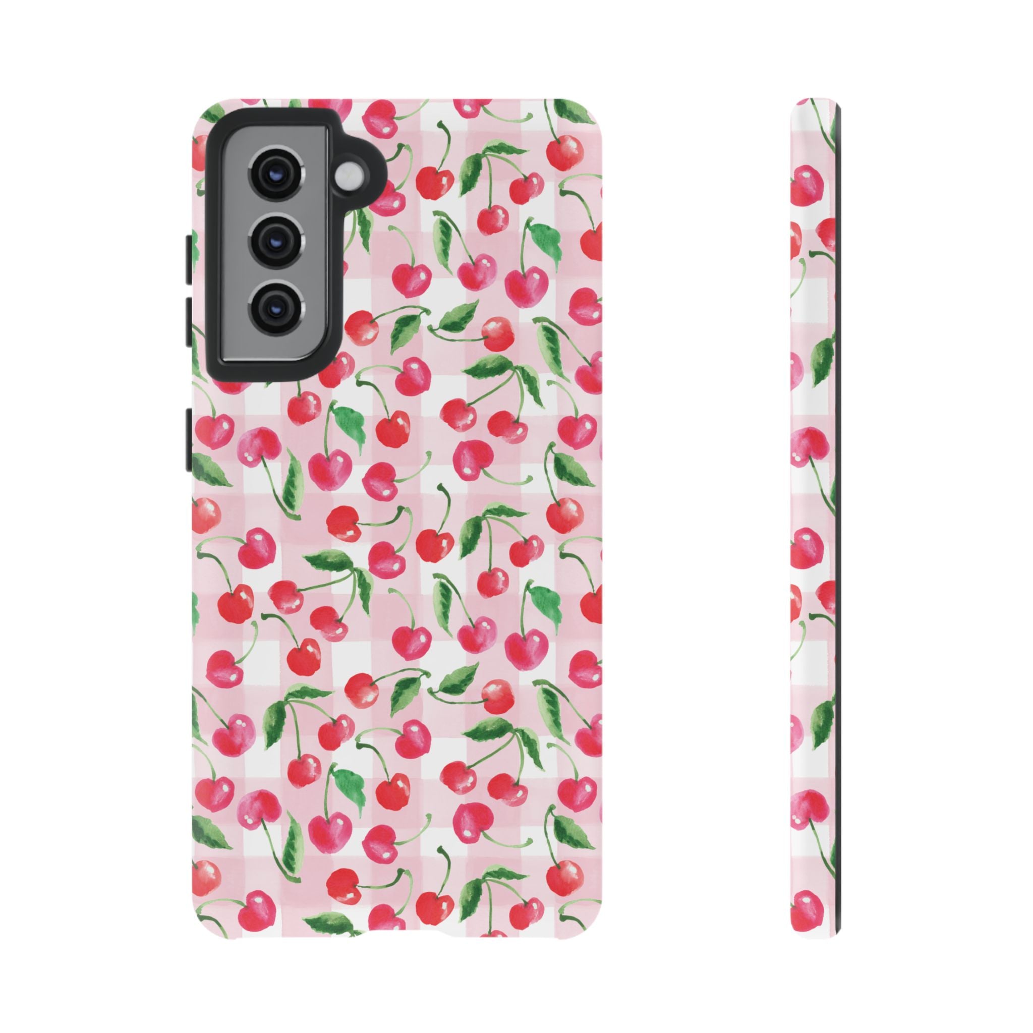 Gingham Cherry Phone Cover Case (iPhone 16, Samsung, Google Pixel)