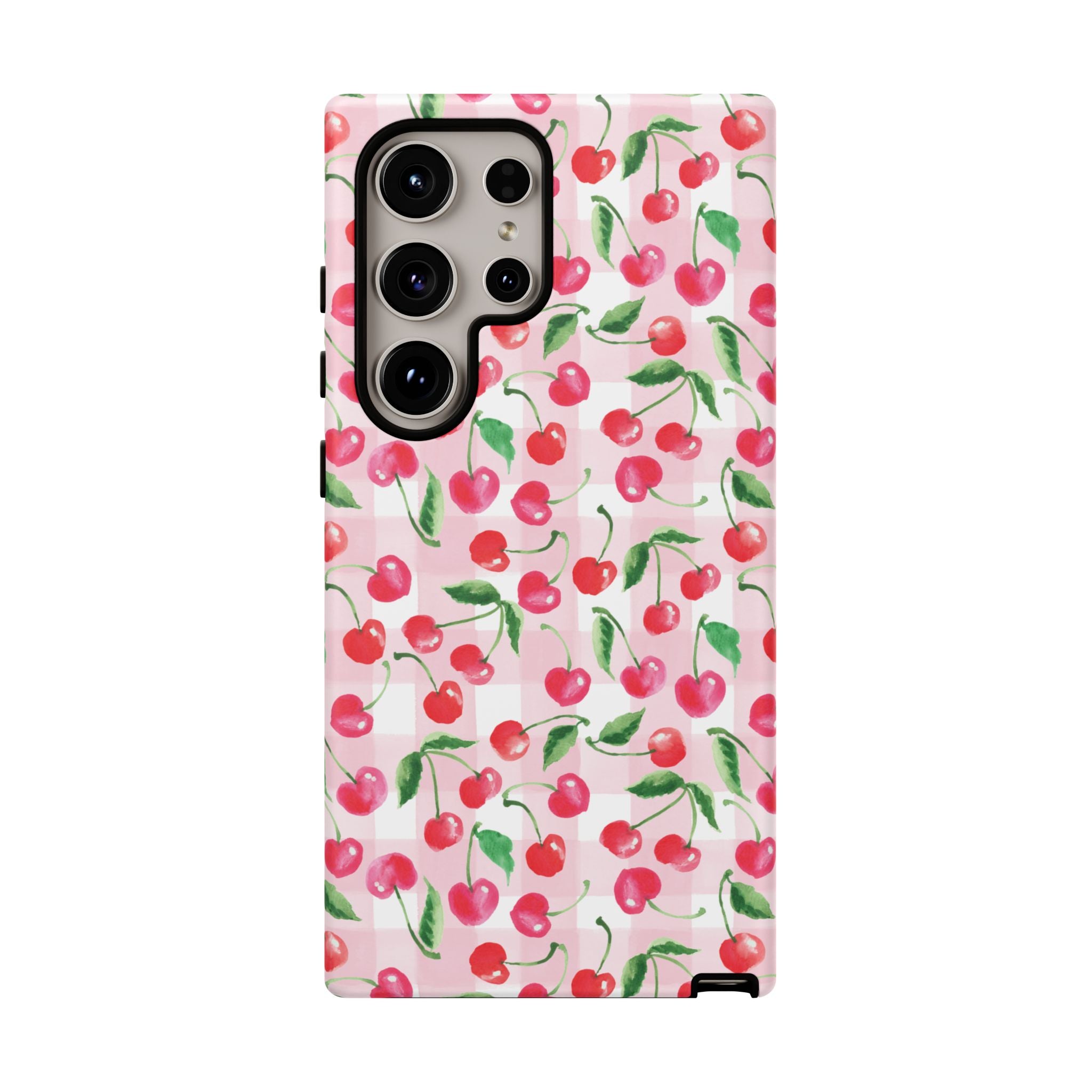 Gingham Cherry Phone Cover Case (iPhone 16, Samsung, Google Pixel)