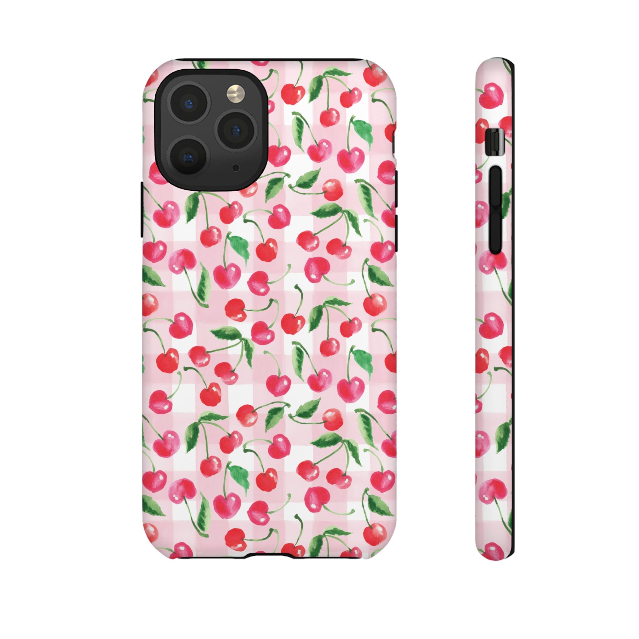 Gingham Cherry Phone Cover Case (iPhone 16, Samsung, Google Pixel)