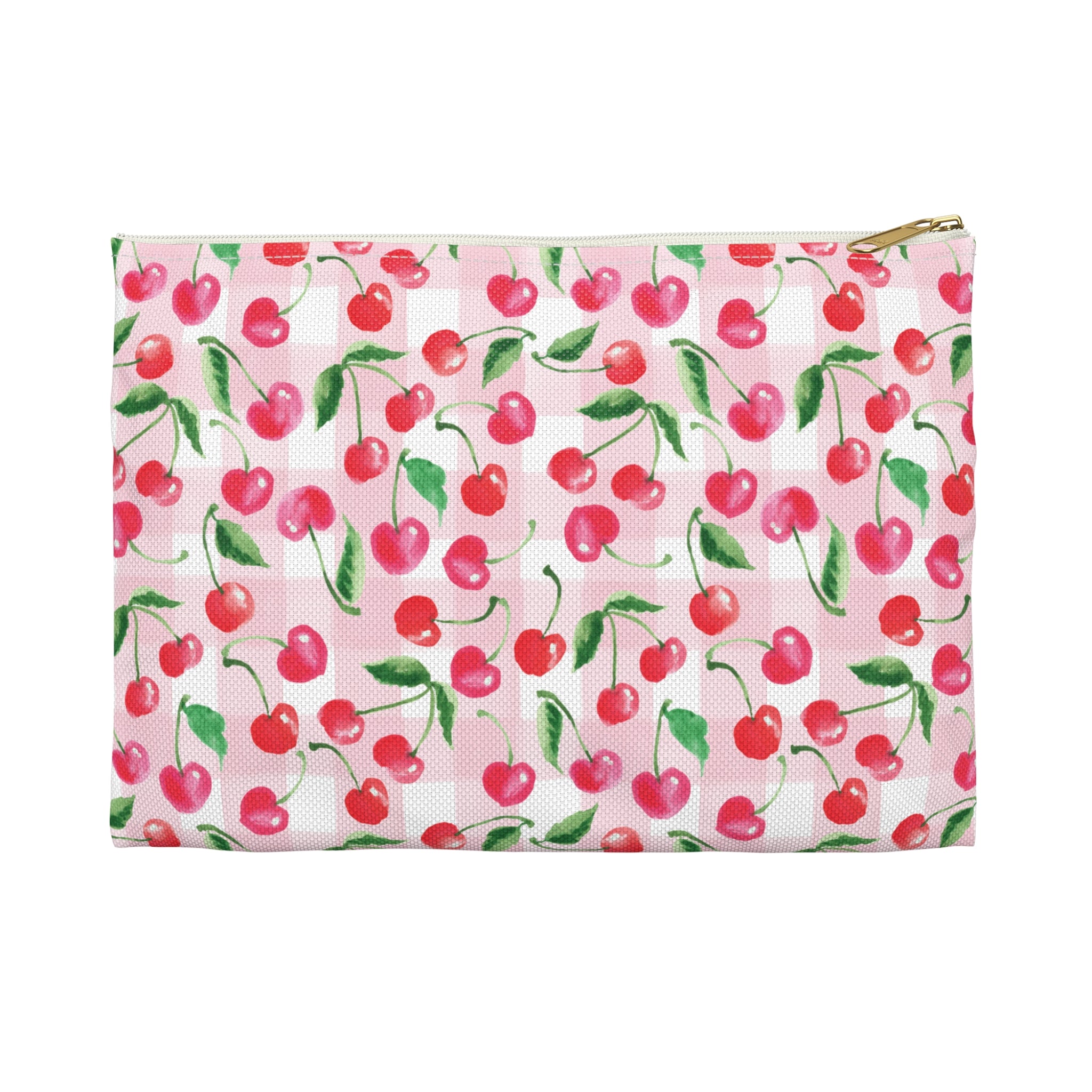 Cute Gingham Cherries Accessory Pouch | Pencil Pouch, Makeup Pouch, Cosmetic Case