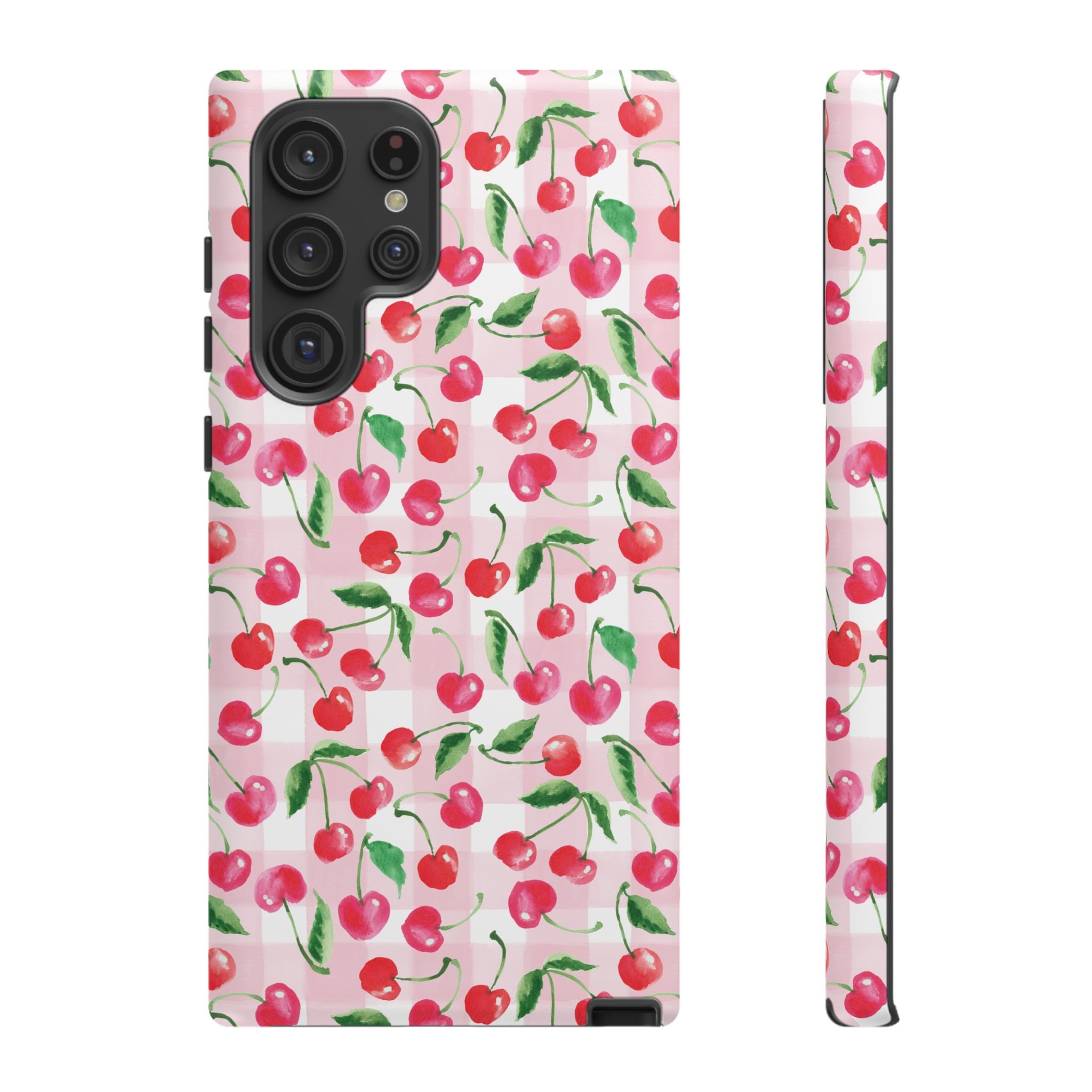 Gingham Cherry Phone Cover Case (iPhone 16, Samsung, Google Pixel)