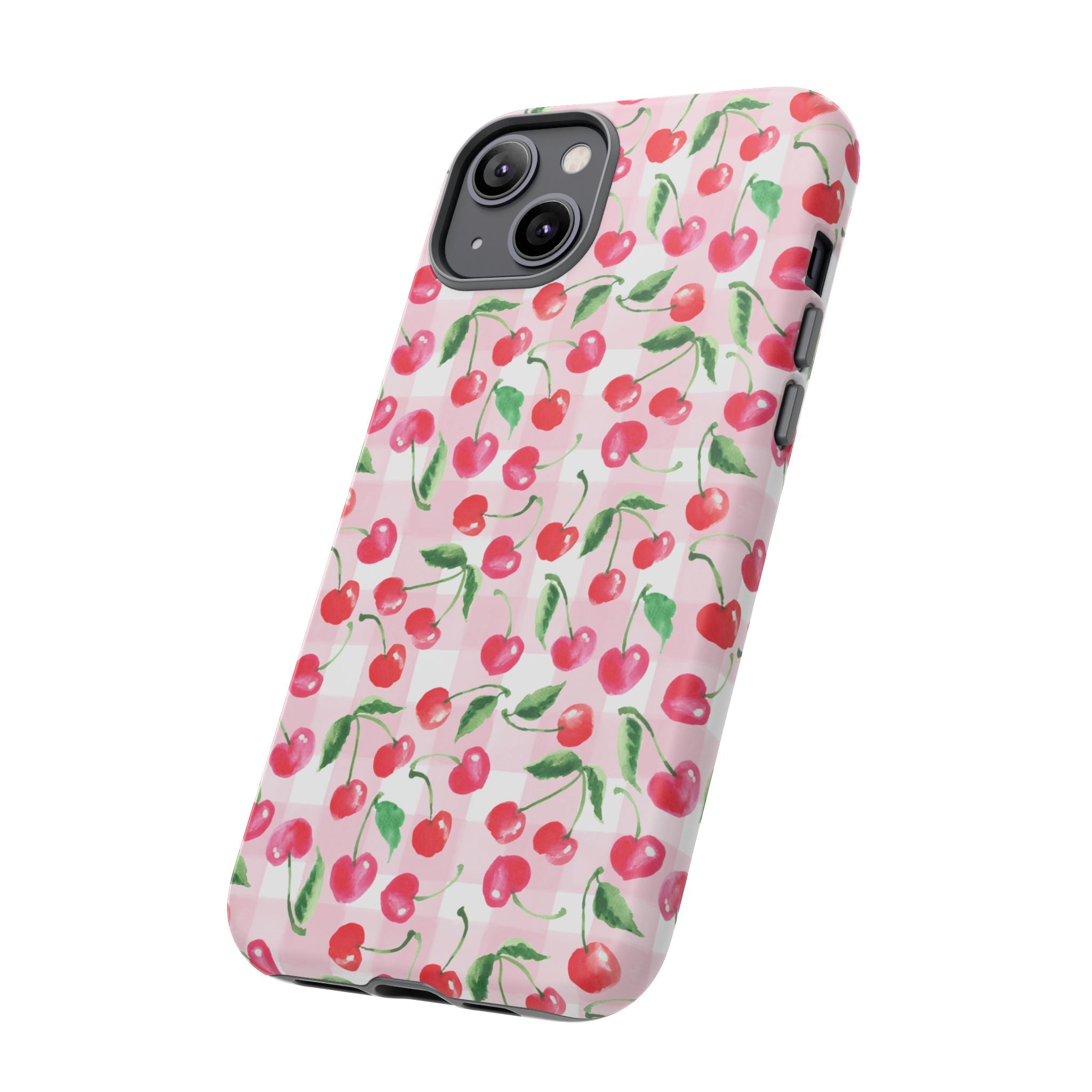 Gingham Cherry Phone Cover Case (iPhone 16, Samsung, Google Pixel)