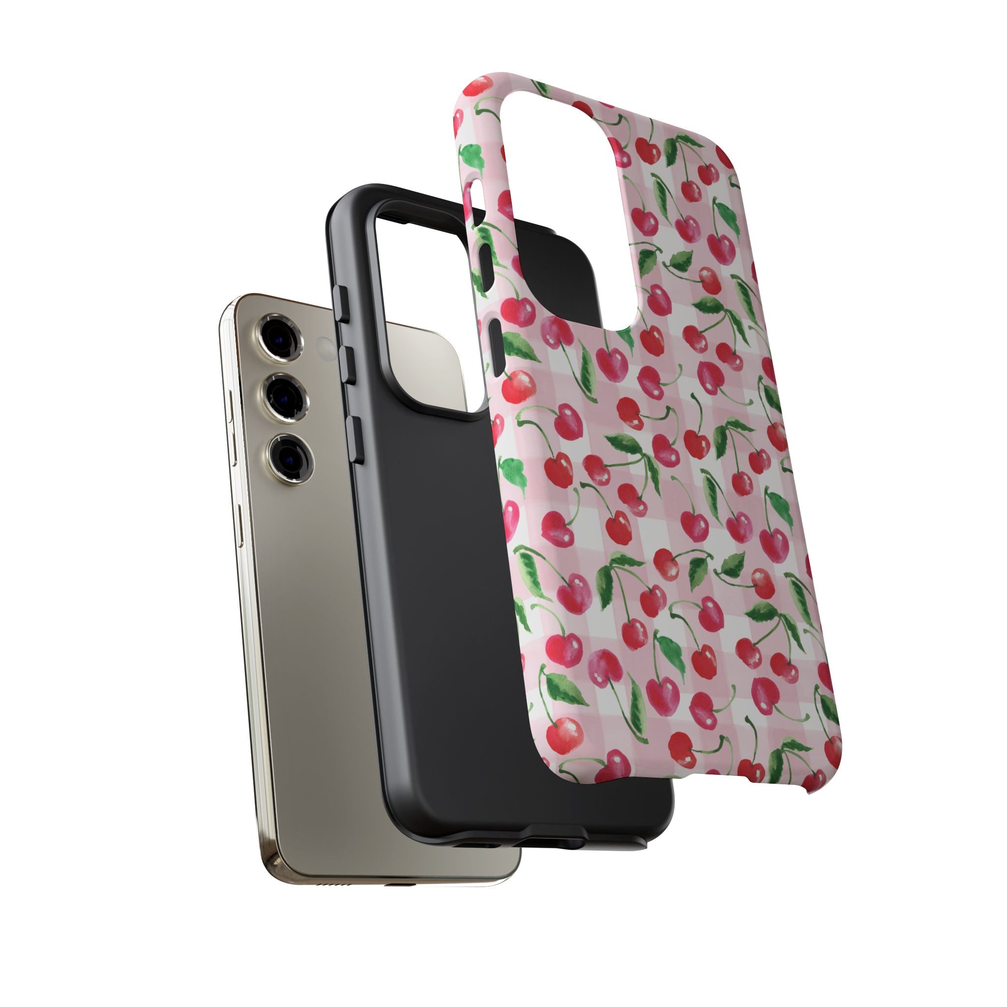 Gingham Cherry Phone Cover Case (iPhone 16, Samsung, Google Pixel)