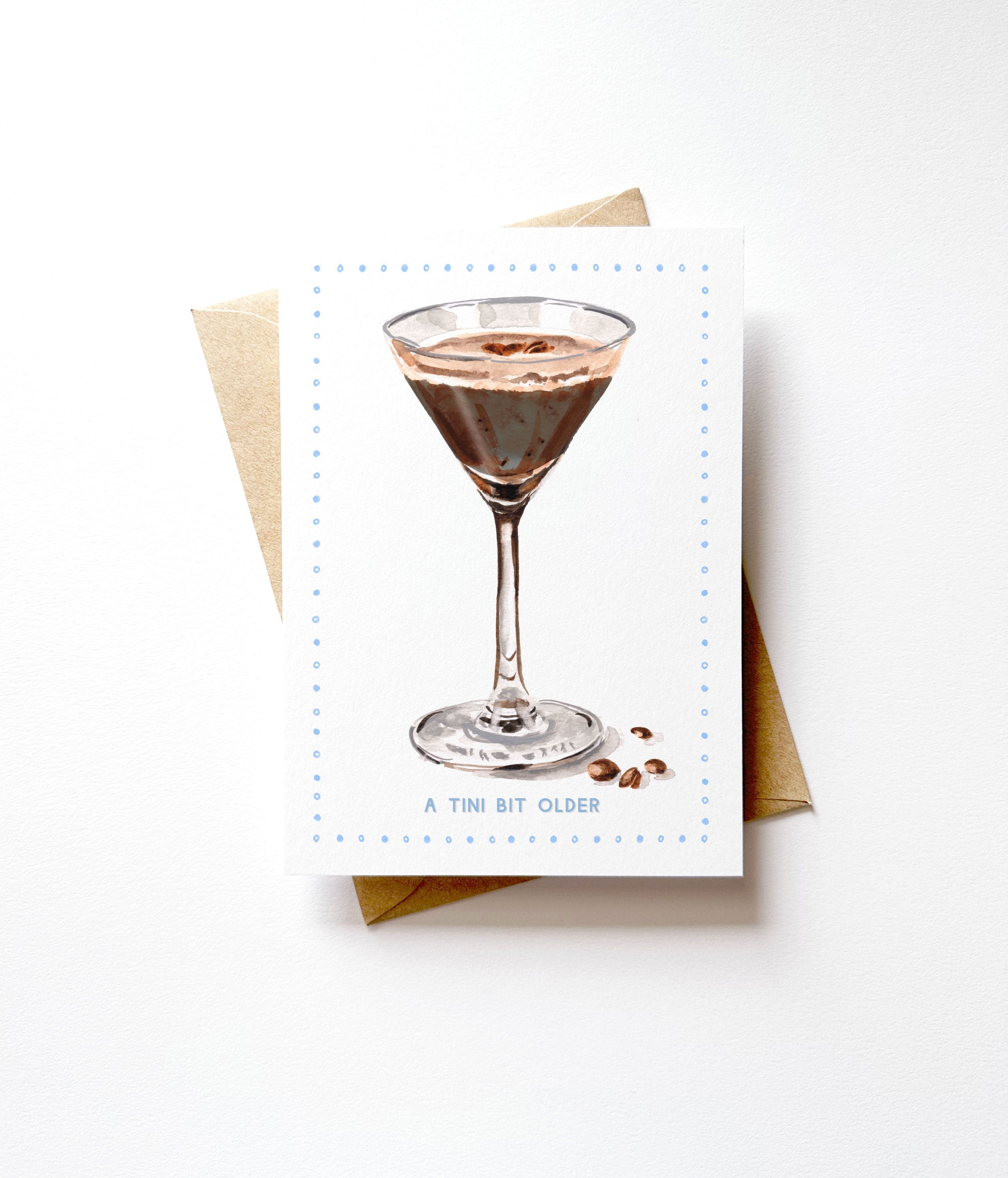 A Tini Bit Older Watercolor Espresso Martini Birthday Card by Michelle Mospens