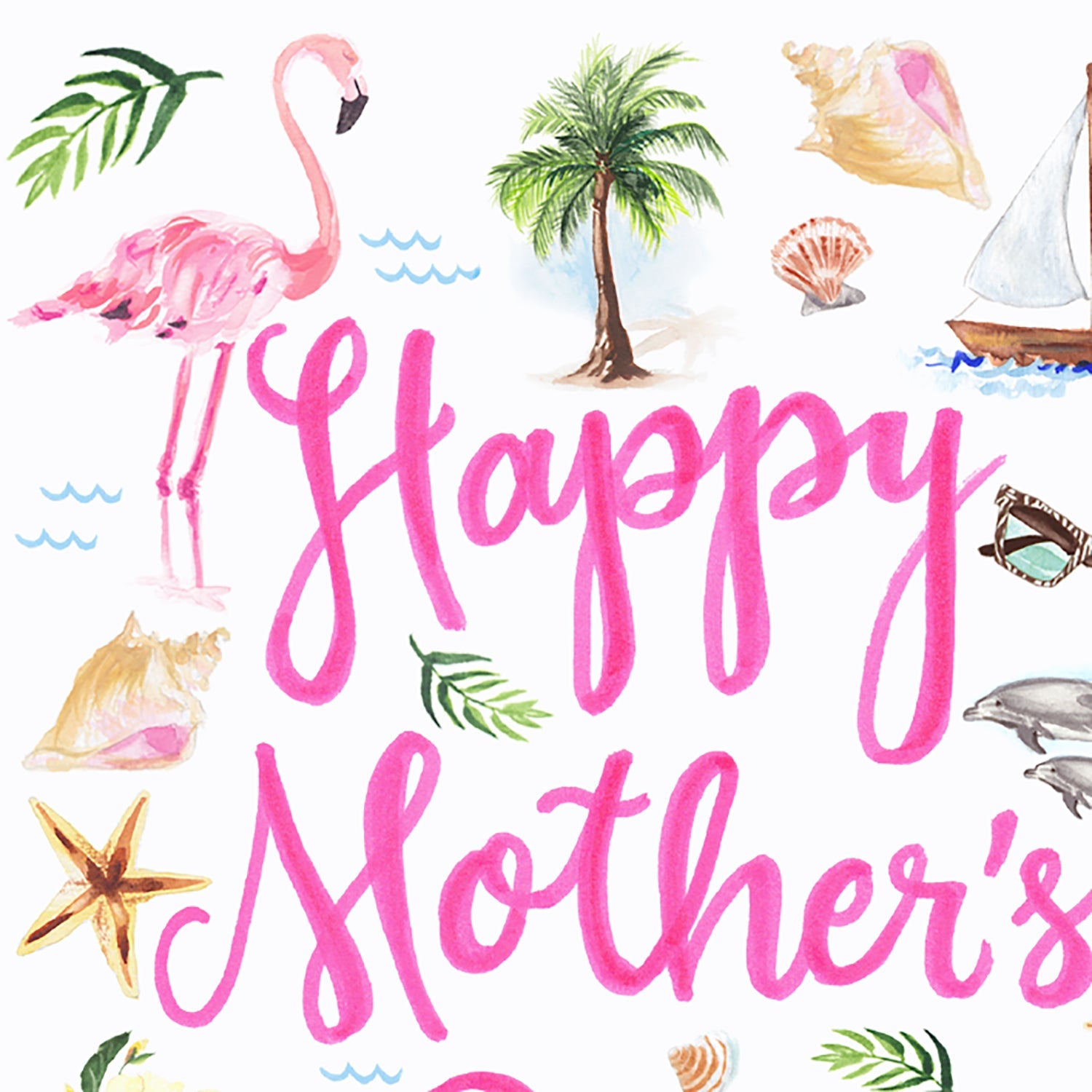 Watercolor Beach Loving Mom Mother's Day Card