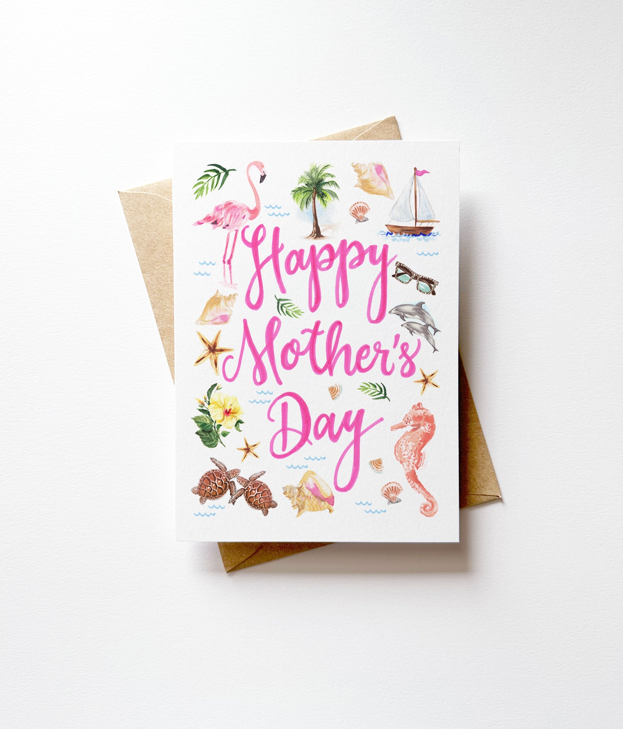 Watercolor Beach Loving Mom Mother's Day Card