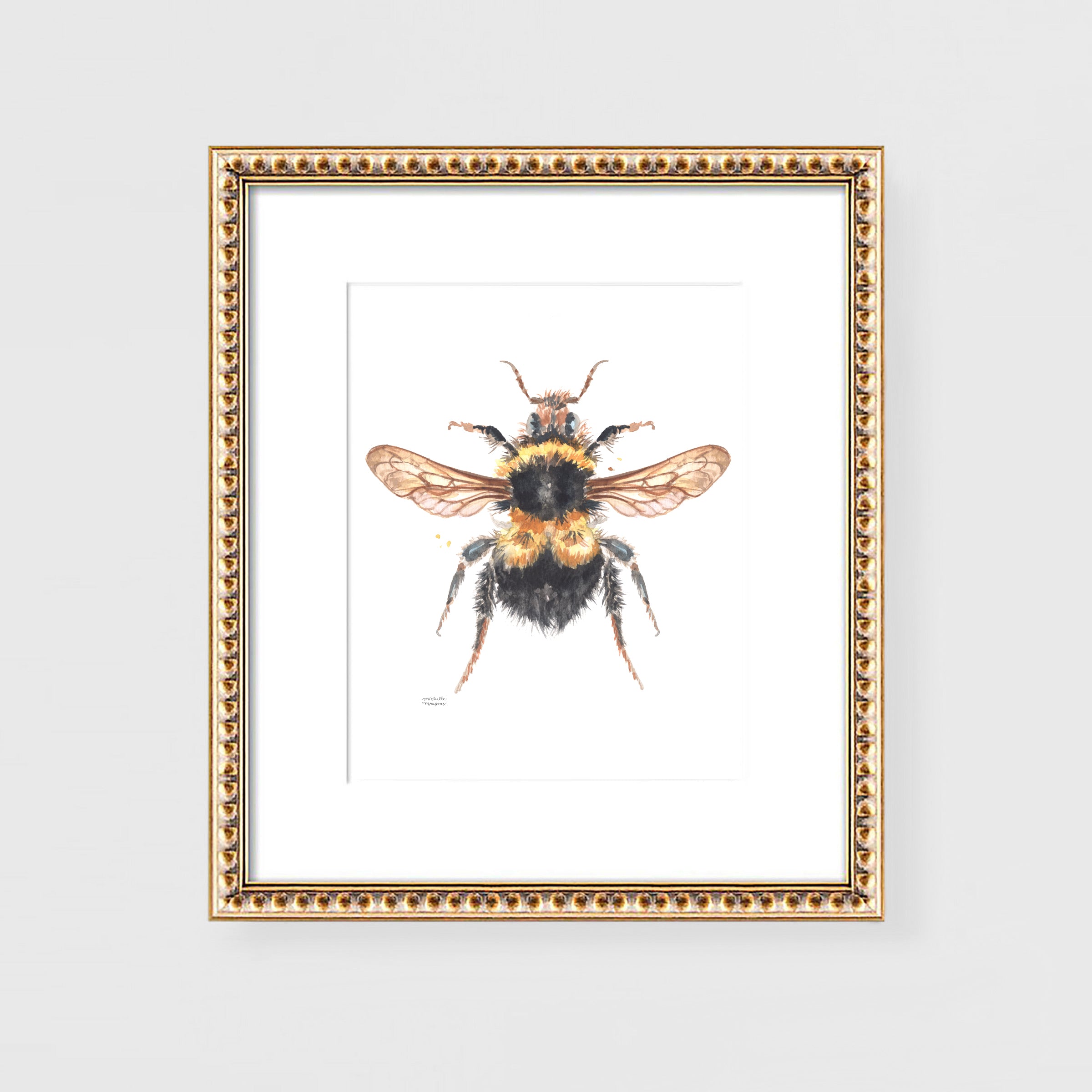 Bee Watercolor Wall Art Print by Michelle Mospens | Cute Bee Gift