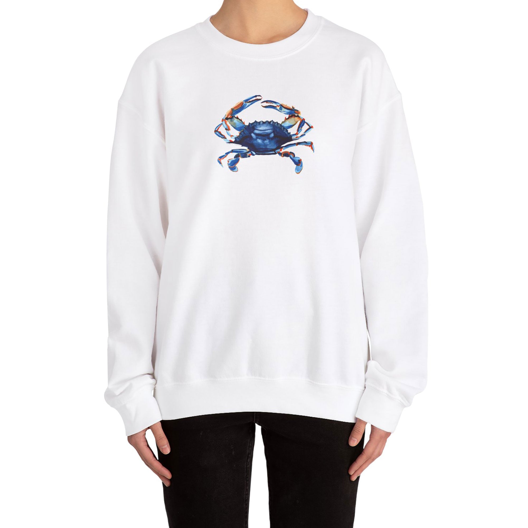 Coastal Watercolor Blue Crab Sweatshirt Unisex Crewneck Sweatshirt