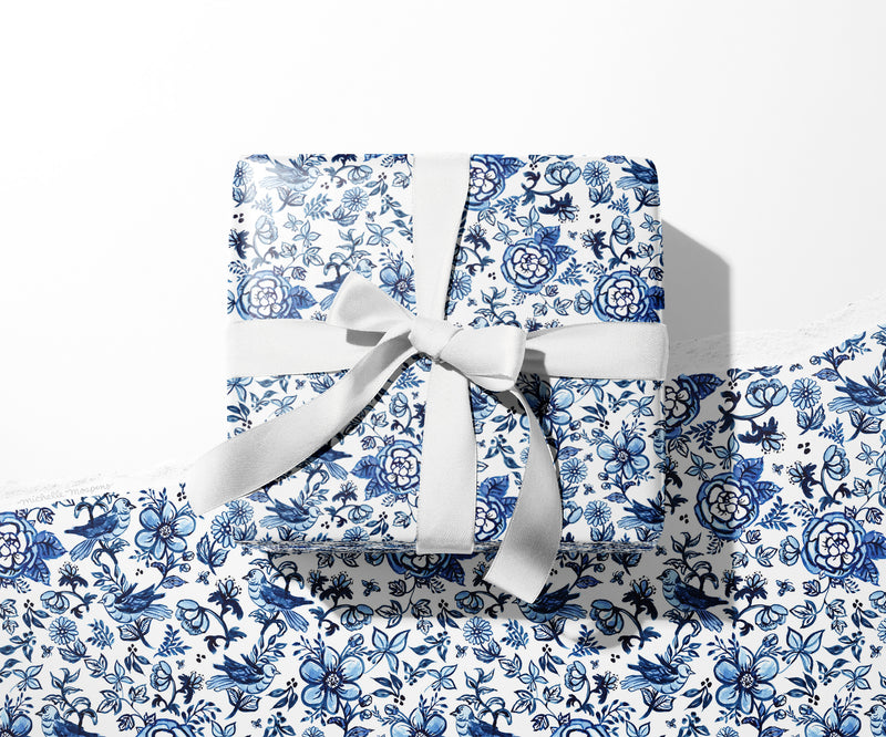 Blue Watercolor Medallion Gift Wrap