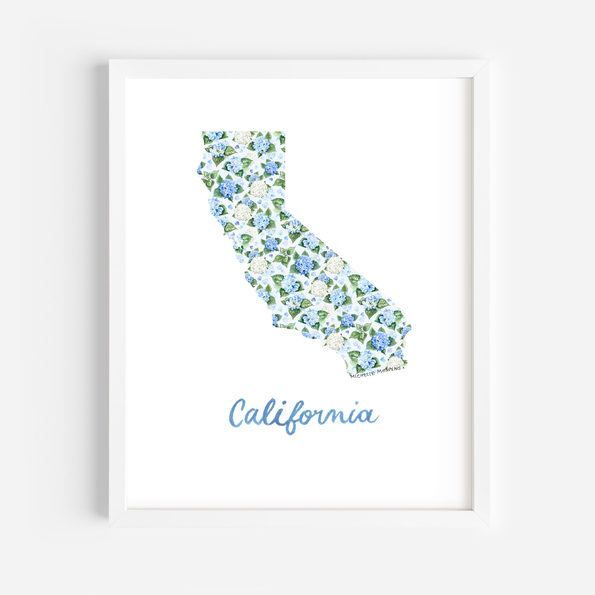 California State Watercolor Wall Art Print by Michelle Mospens | Cute California Gift