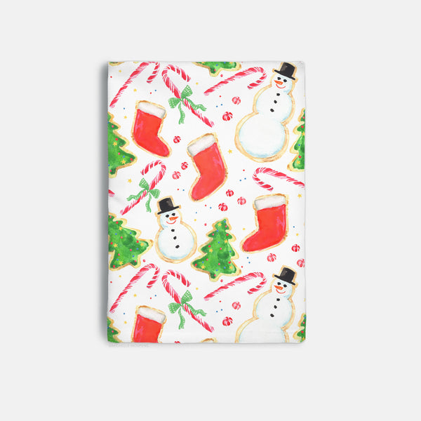 Watercolor Christmas Cookies Decorative Hostess Towel by Michelle Mospens | Vibrant 20" Square Polyester Towel