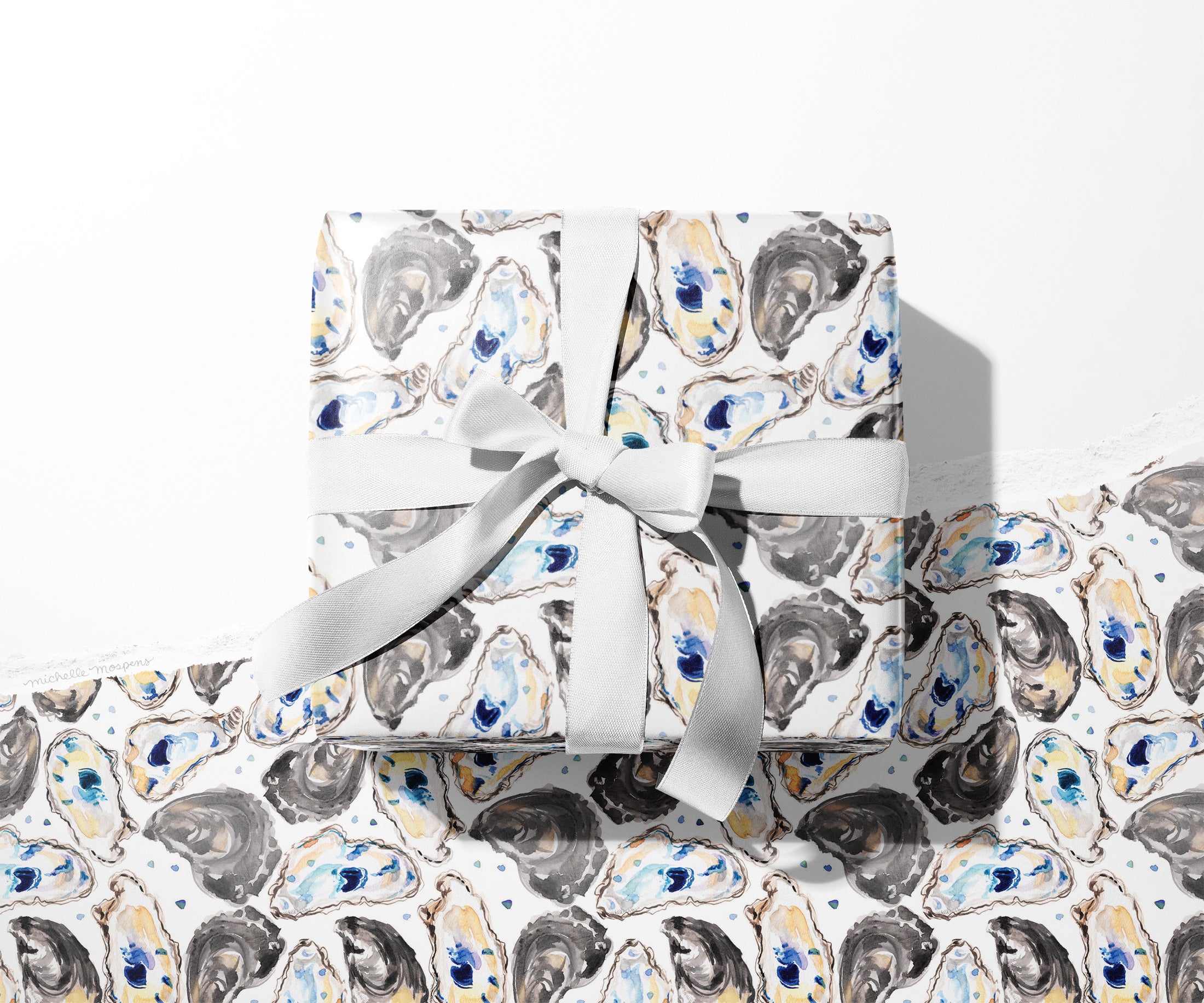 Coastal Oyster Shells Nautical Gift Wrap Sheets | Wrapping Paper