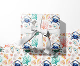 Watercolor Coastal Wrapping Paper by Michelle Mospens, Beach Shells Wrapping Paper, Holiday, Christmas, Birthday Gift Wrap