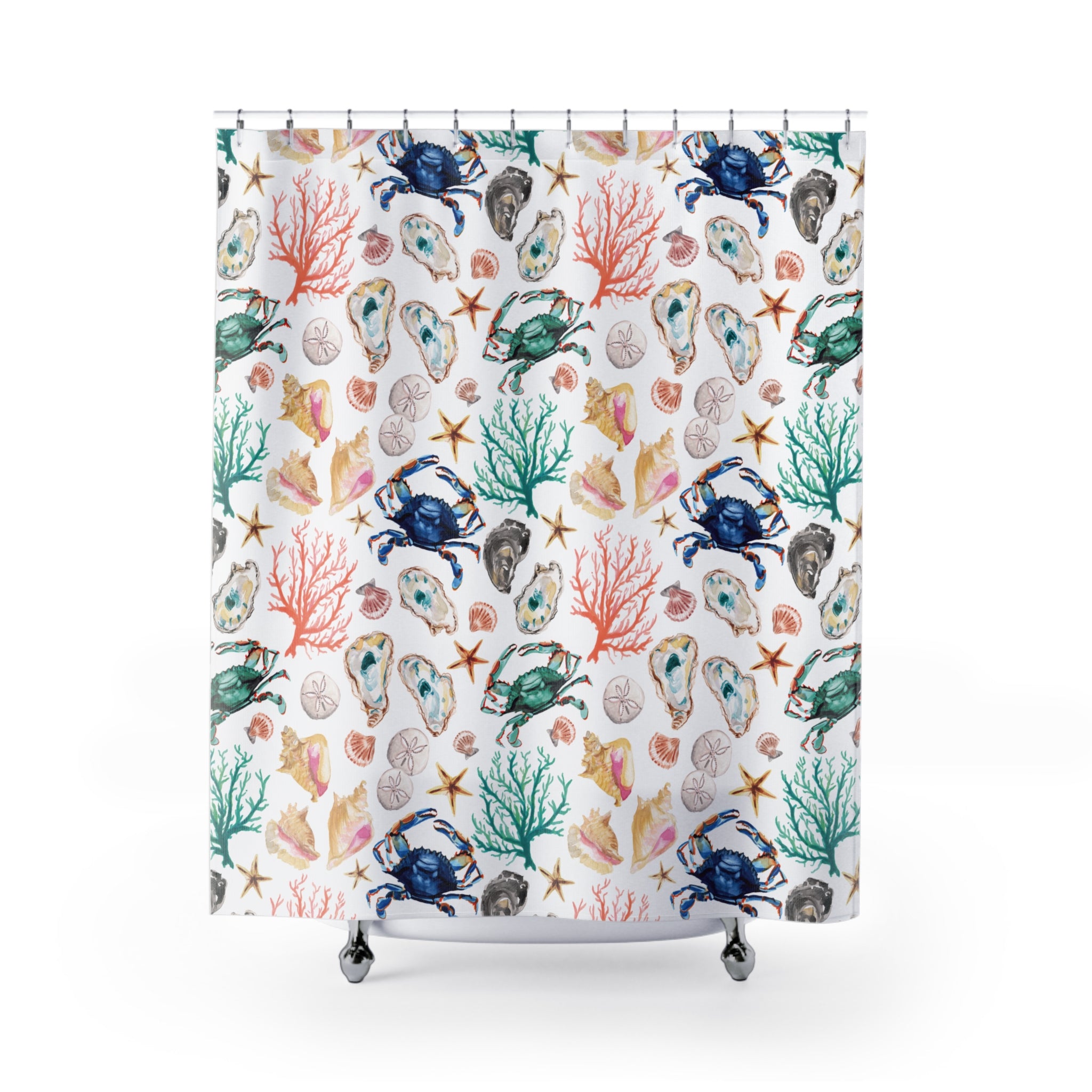 Watercolor Coastal Vibes Beachy Shower Curtain