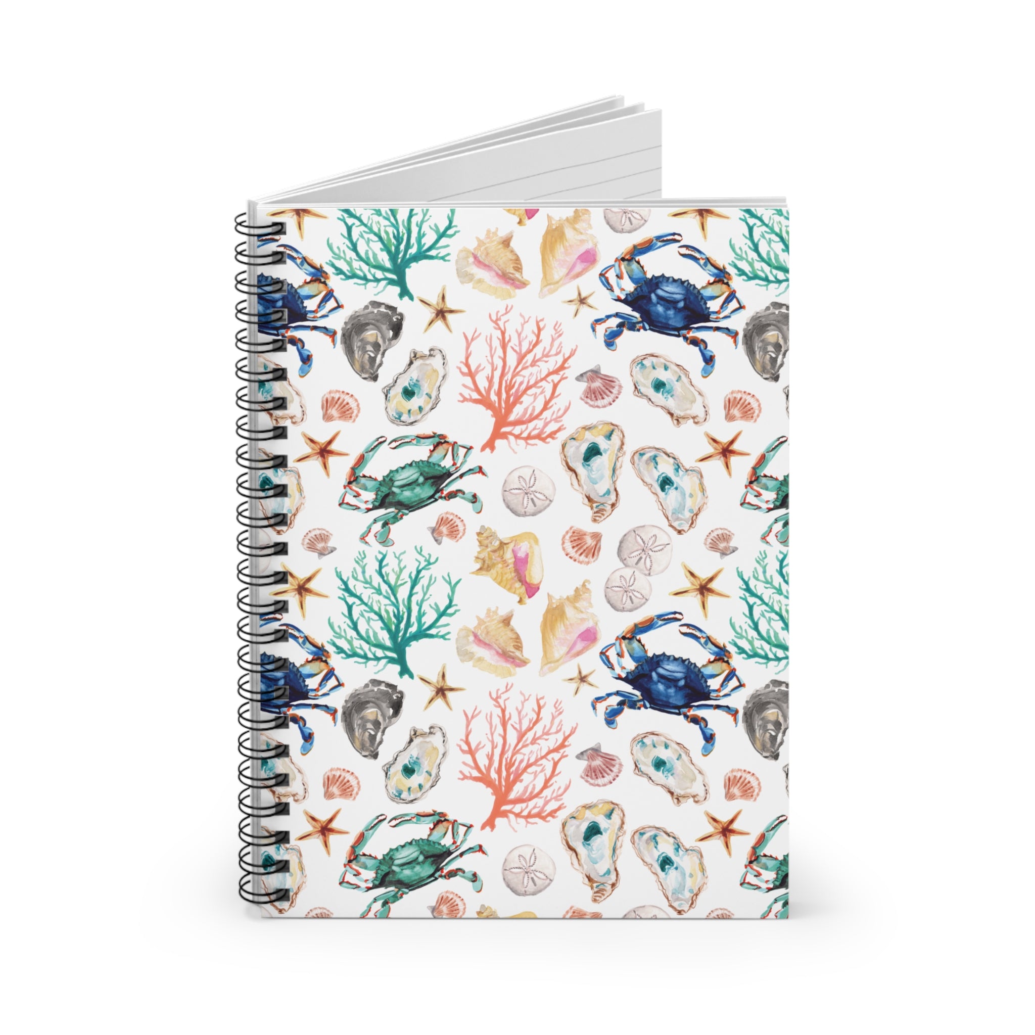 Watercolor Coastal Vibes Beachy Spiral Notebook