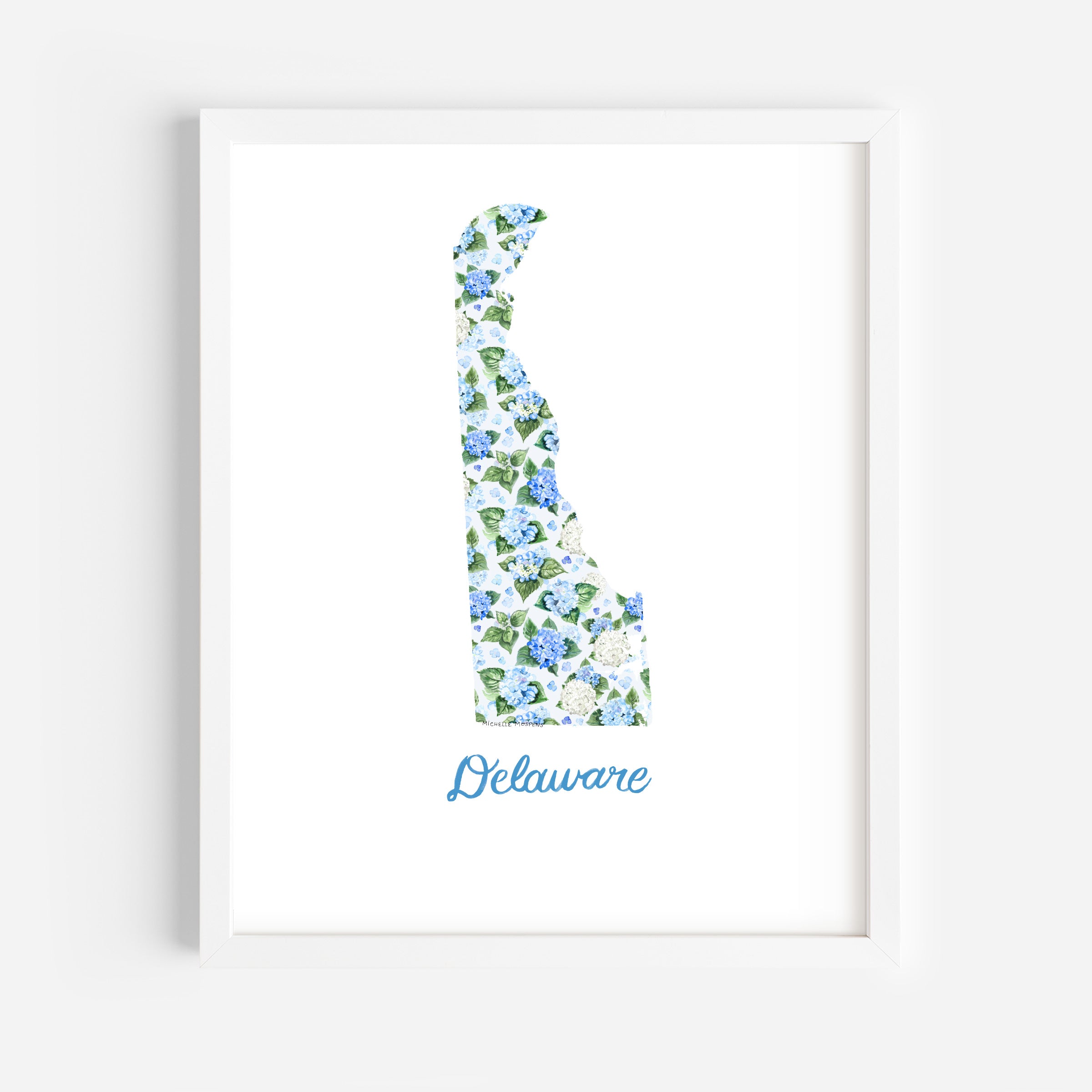 Delaware State Watercolor Wall Art Print by Michelle Mospens | Cute Delaware Gift