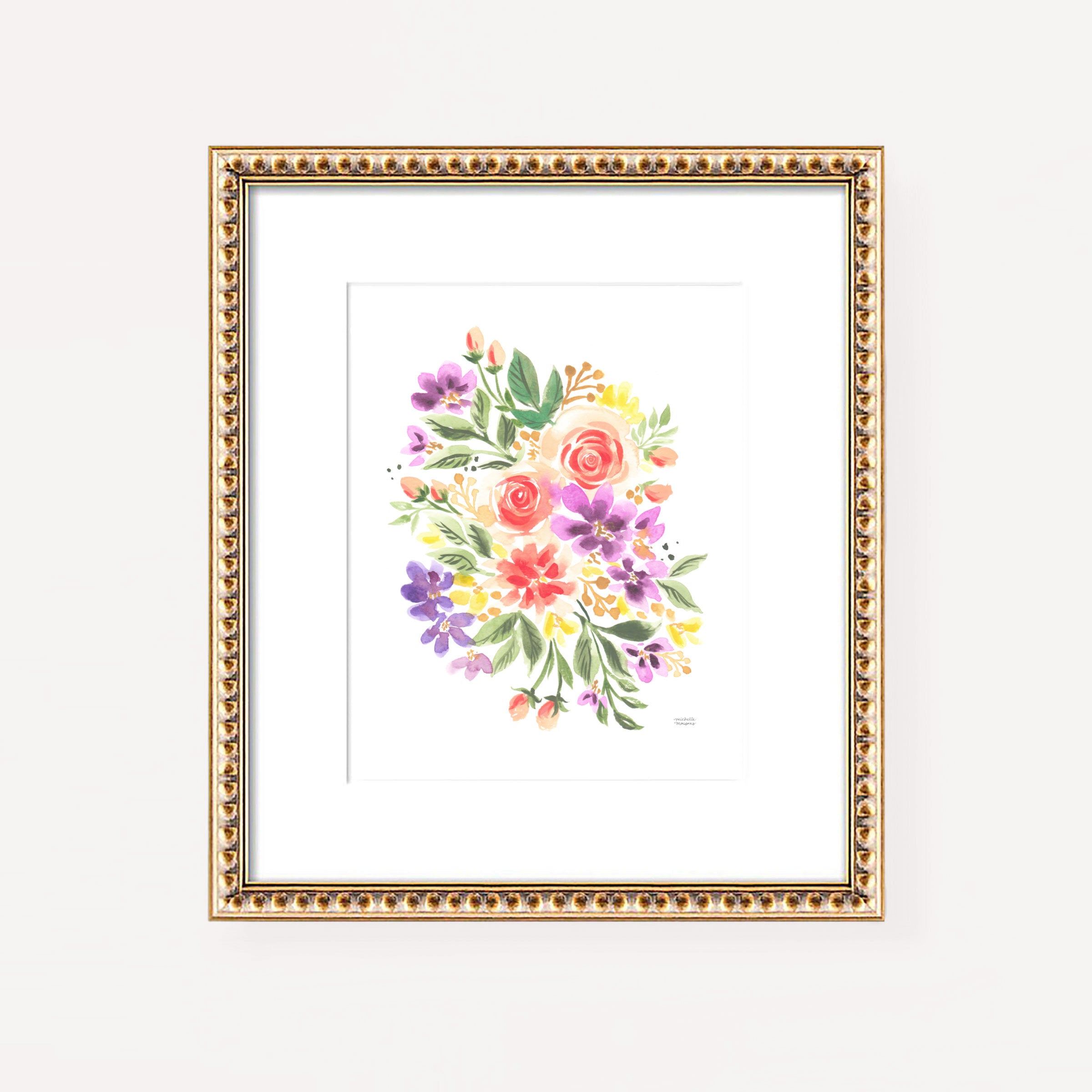 Enchanted Posy Floral Watercolor Wall Art Print