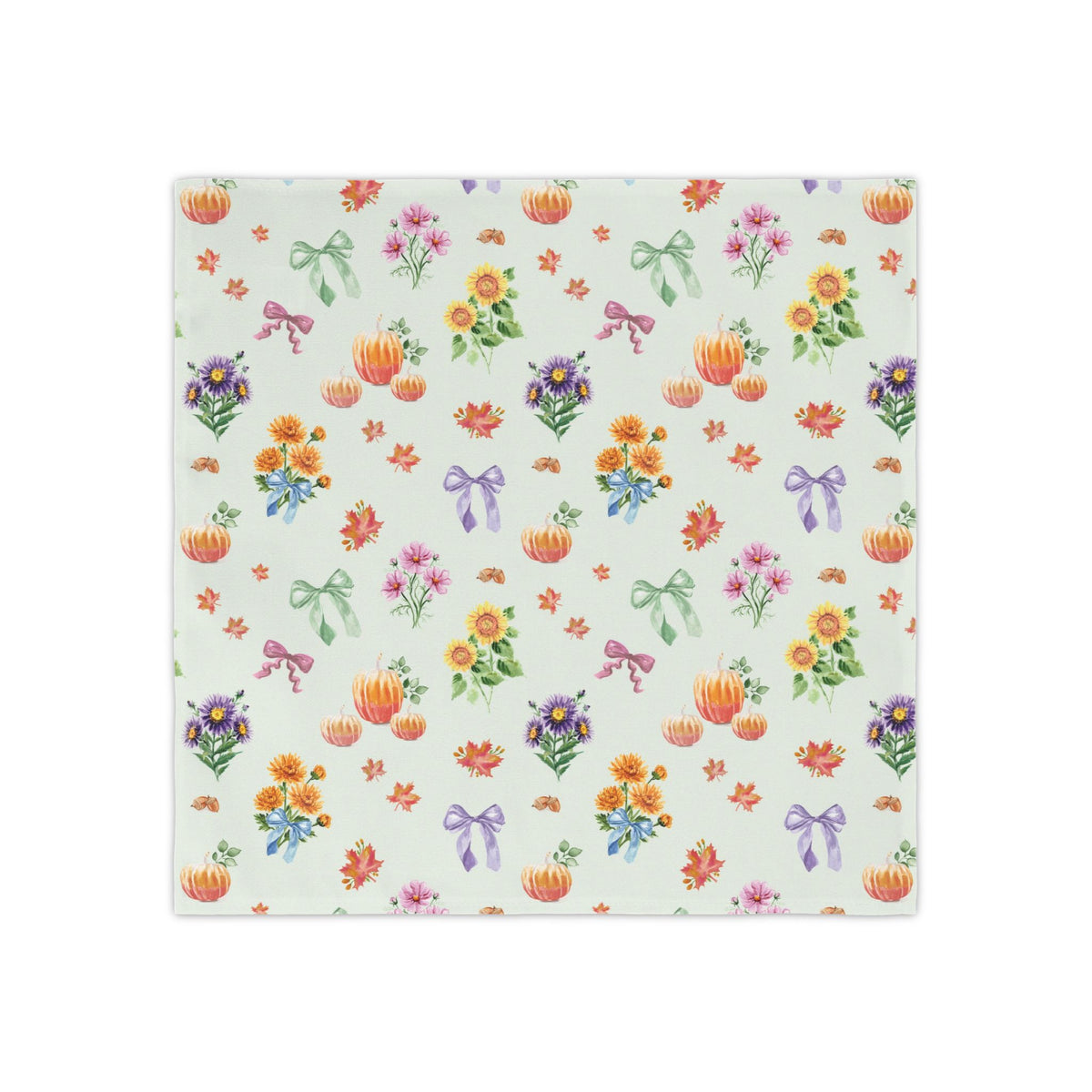 Watercolor Cottagecore Fall Cloth Napkins, Pumpkins & Floral Bouquets | Michelle Mospens