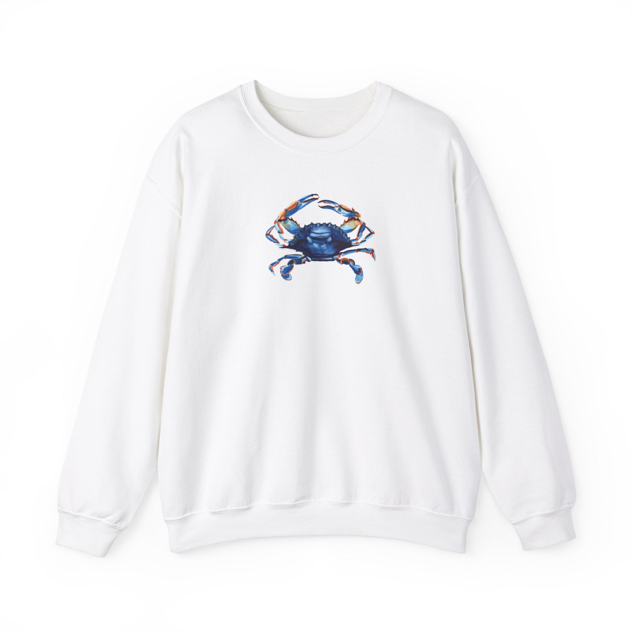 Coastal Watercolor Blue Crab Sweatshirt Unisex Crewneck Sweatshirt