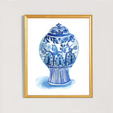 Watercolor Chinoiserie Ginger Jar No23 Wall Art Print, Unframed
